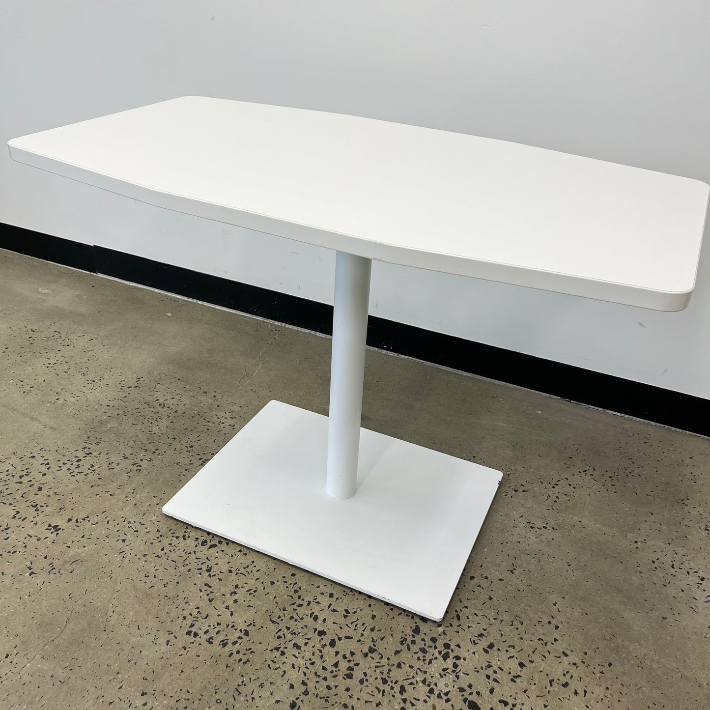 White Curved Table with Steel Base