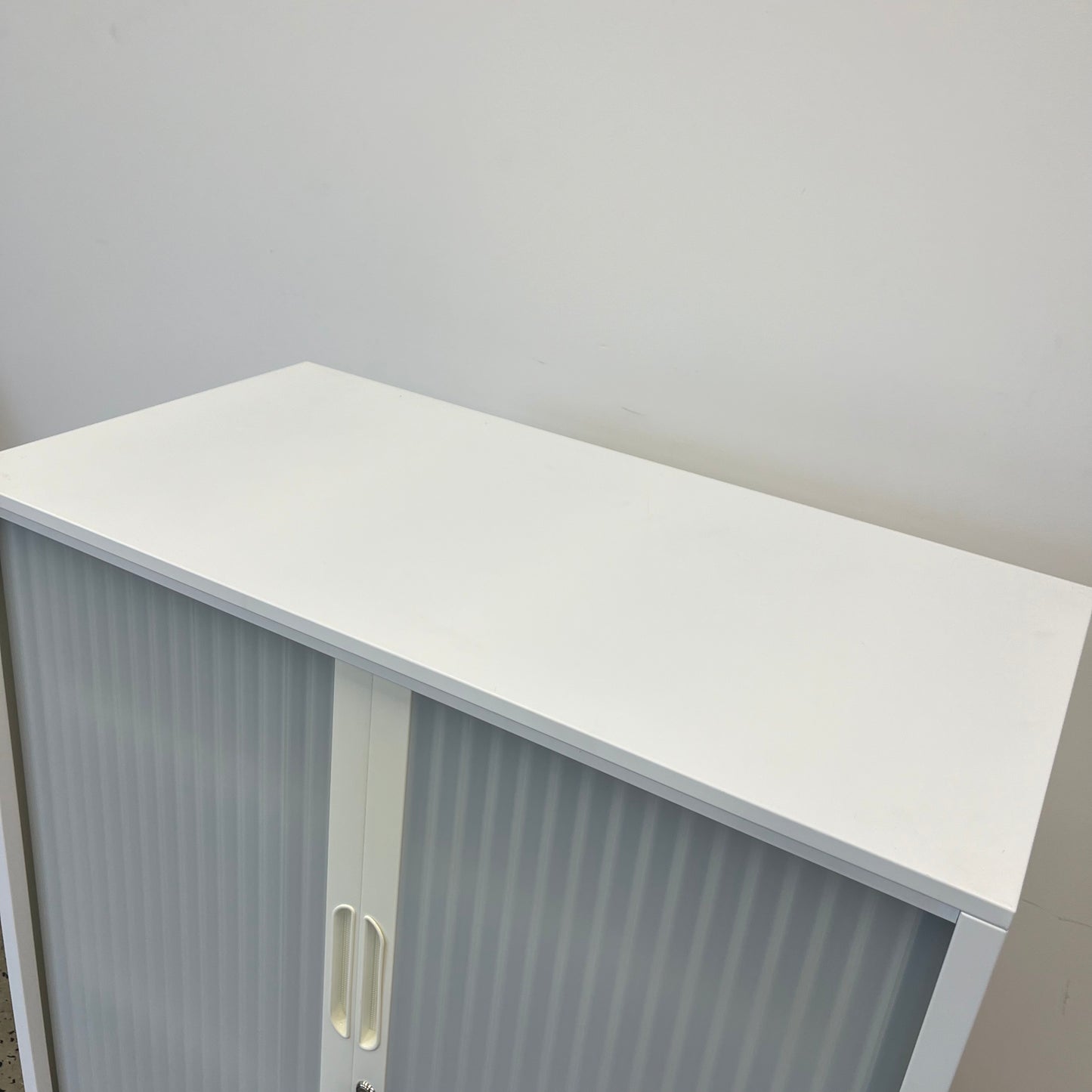 White Tambour Concertina Unit with Shelving