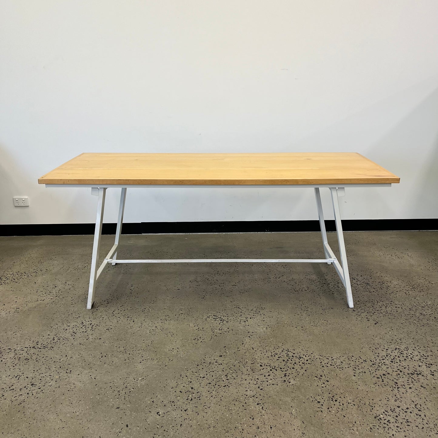 Trestle Table Wooden White Legs