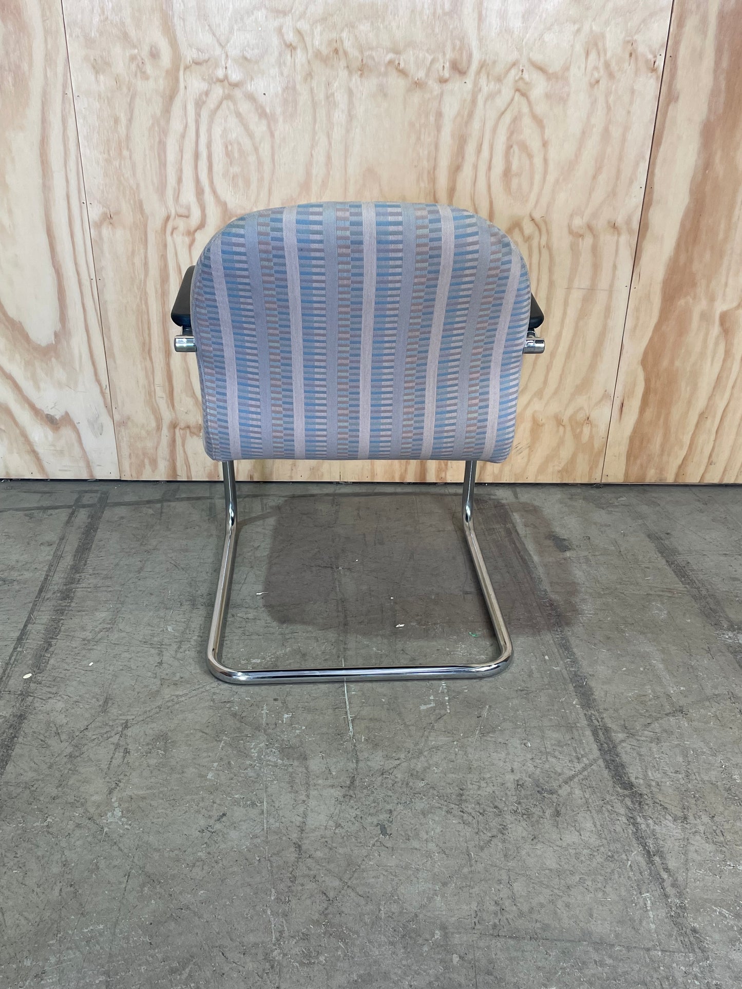 Vintage Waiting Chair with Pastel Pattern on Chrome Legs