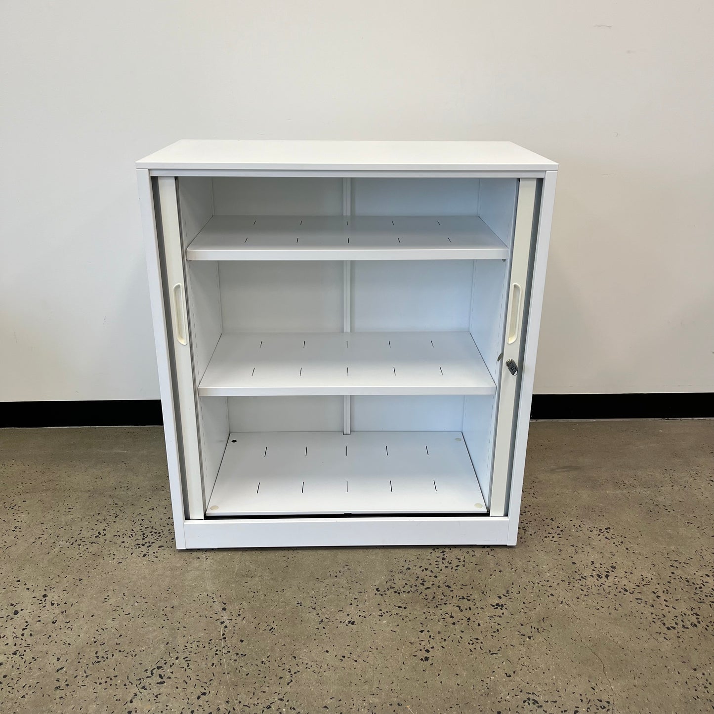 White Tambour Concertina Unit with Shelving