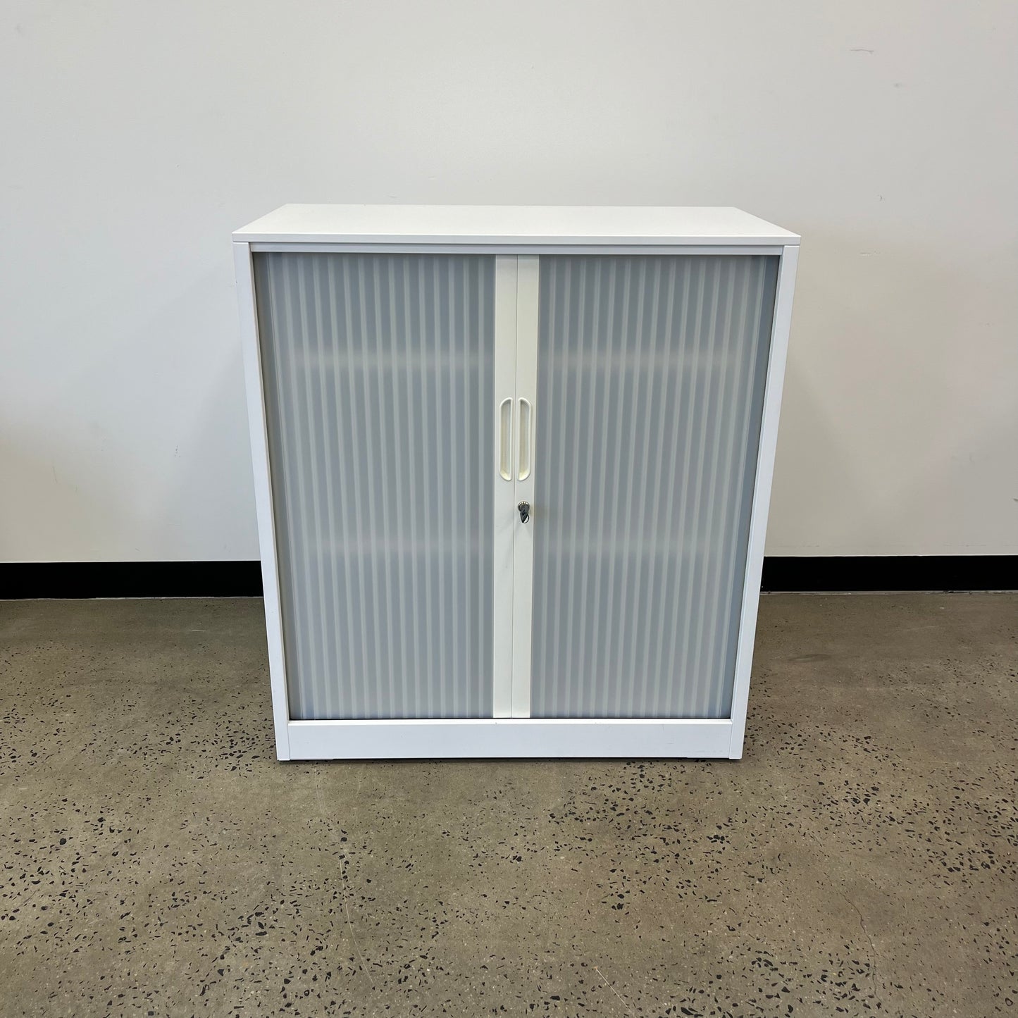 White Tambour Concertina Unit with Shelving