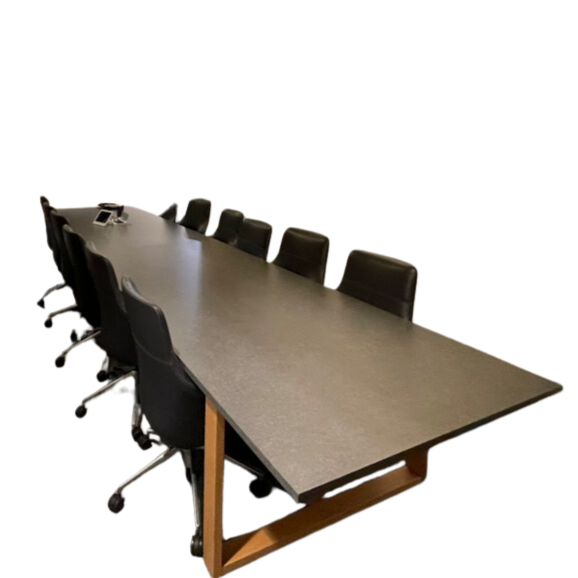 Boardroom Table Grey Top with Timber Base