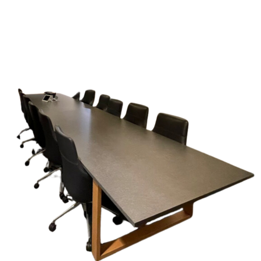 Boardroom Table Grey Top with Timber Base