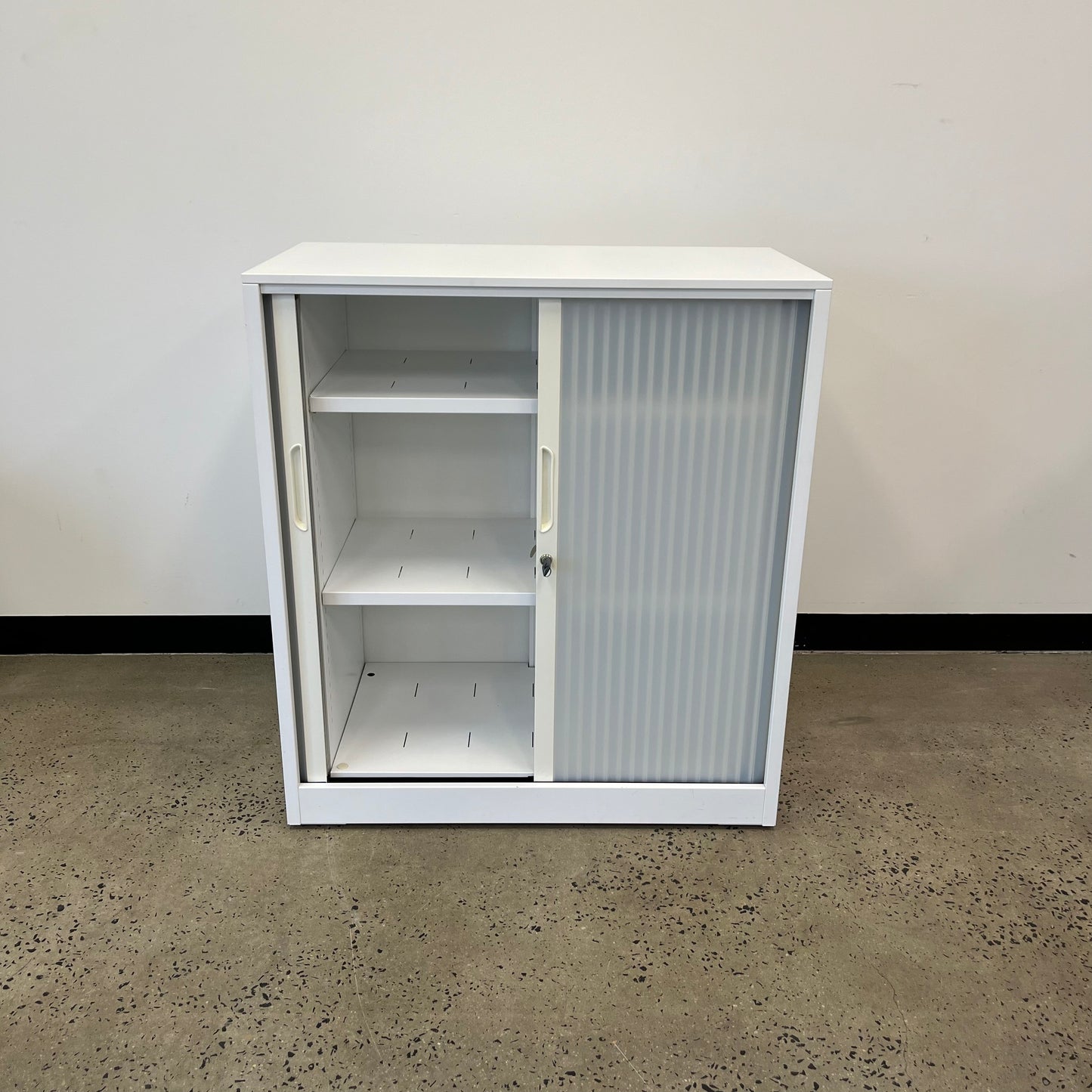 White Tambour Concertina Unit with Shelving