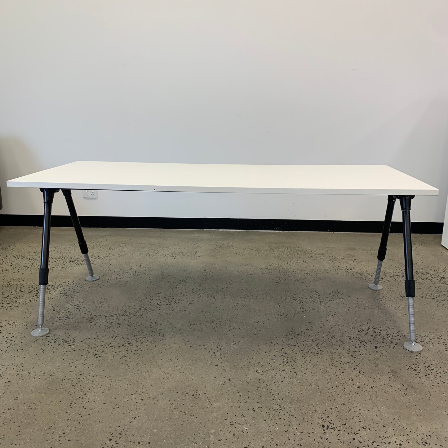 Haworth White Desk Table with Adjustable Legs