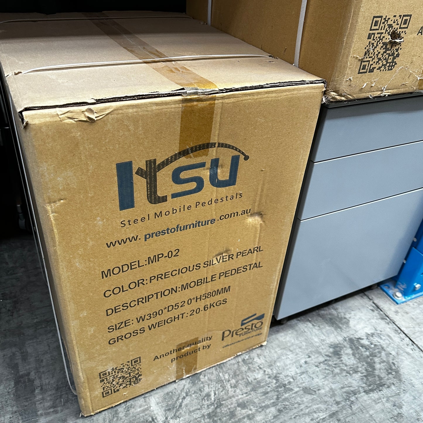 ITSU 3 Drawer Cabinet in Silver Pearl