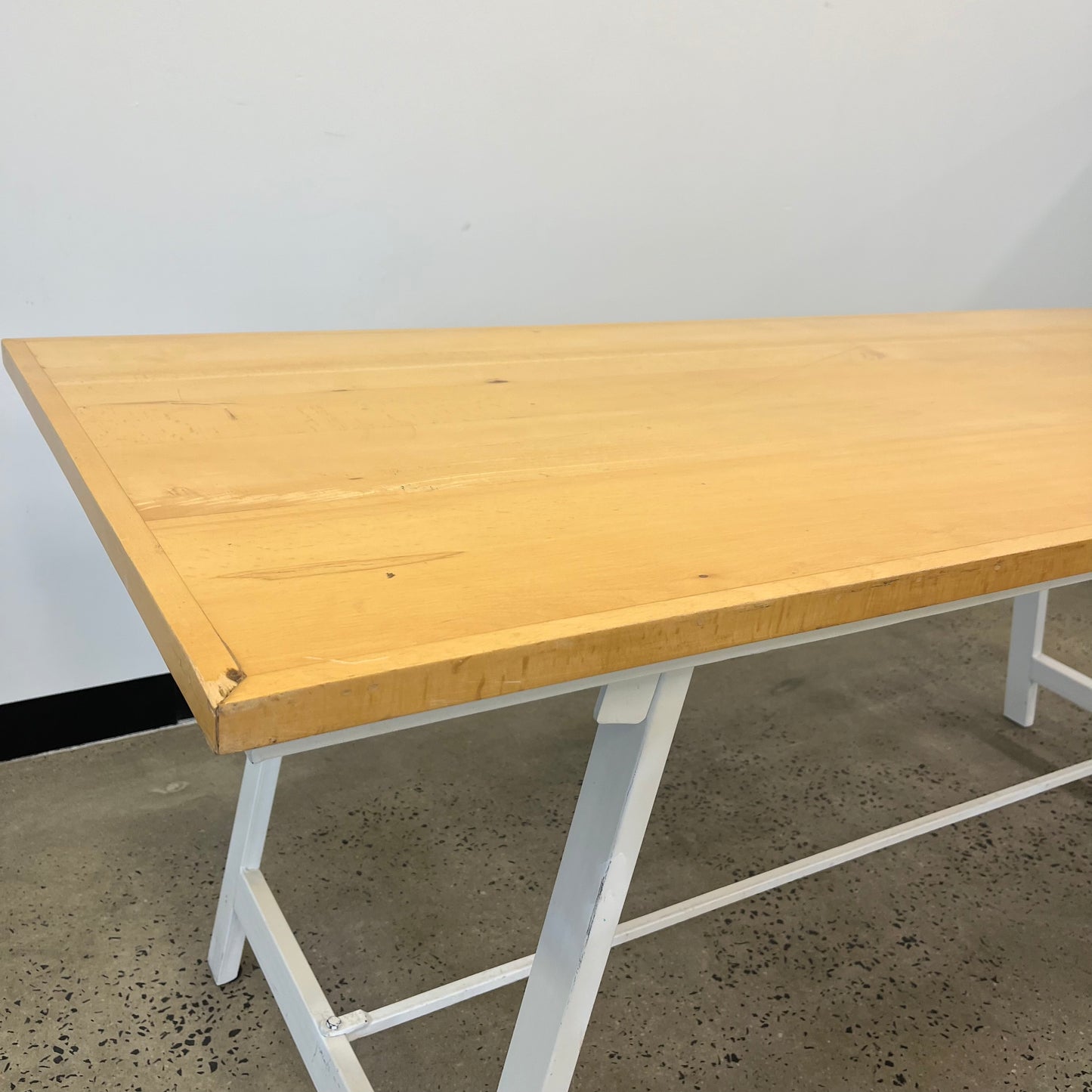 Trestle Table Wooden White Legs