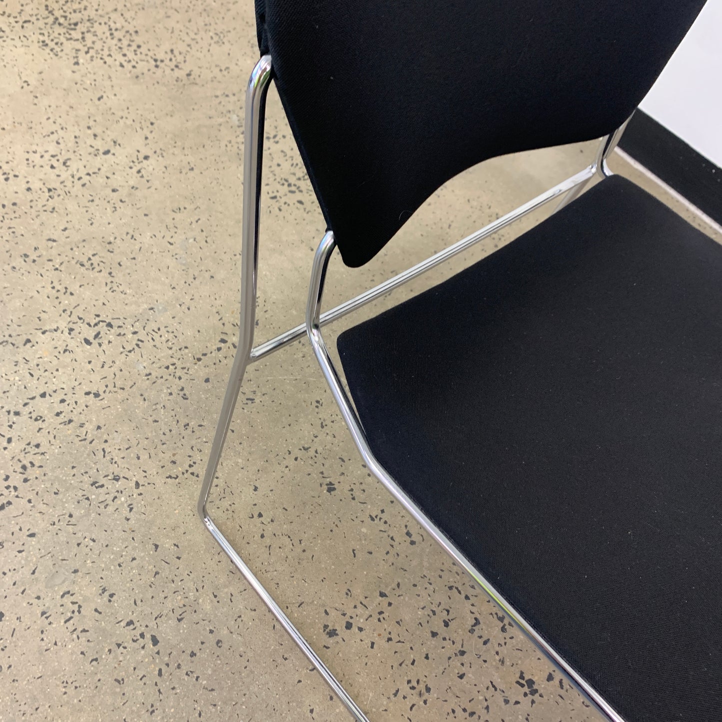 Black Upholstered Stacking Perry Chairs