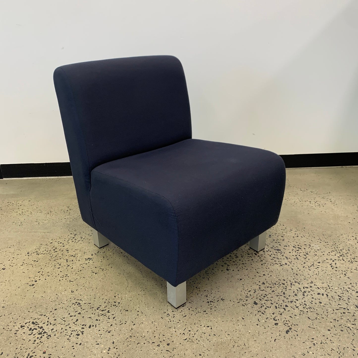 Single Sofa Dark Charcoal Navy with Silver Legs