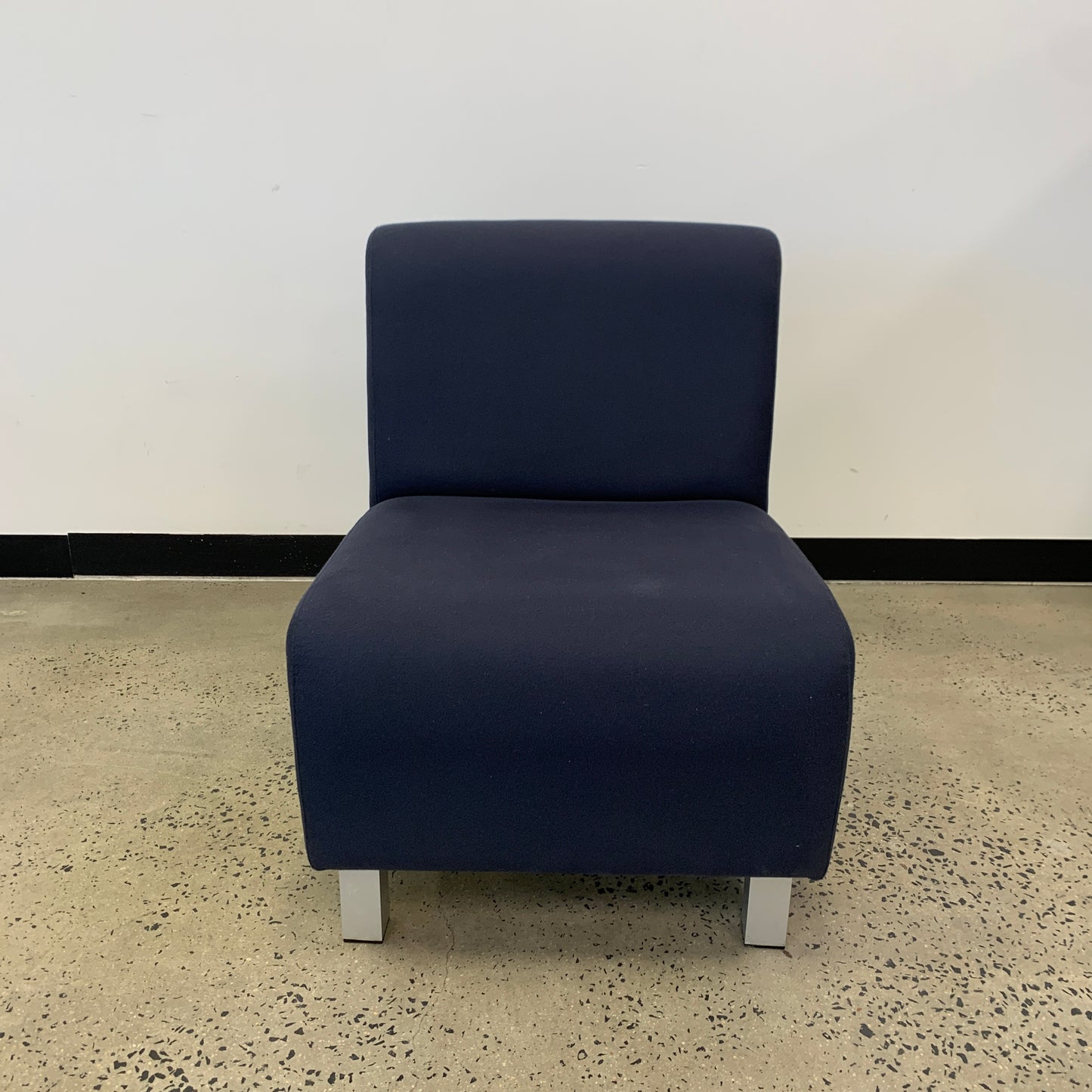 Single Sofa Dark Charcoal Navy with Silver Legs