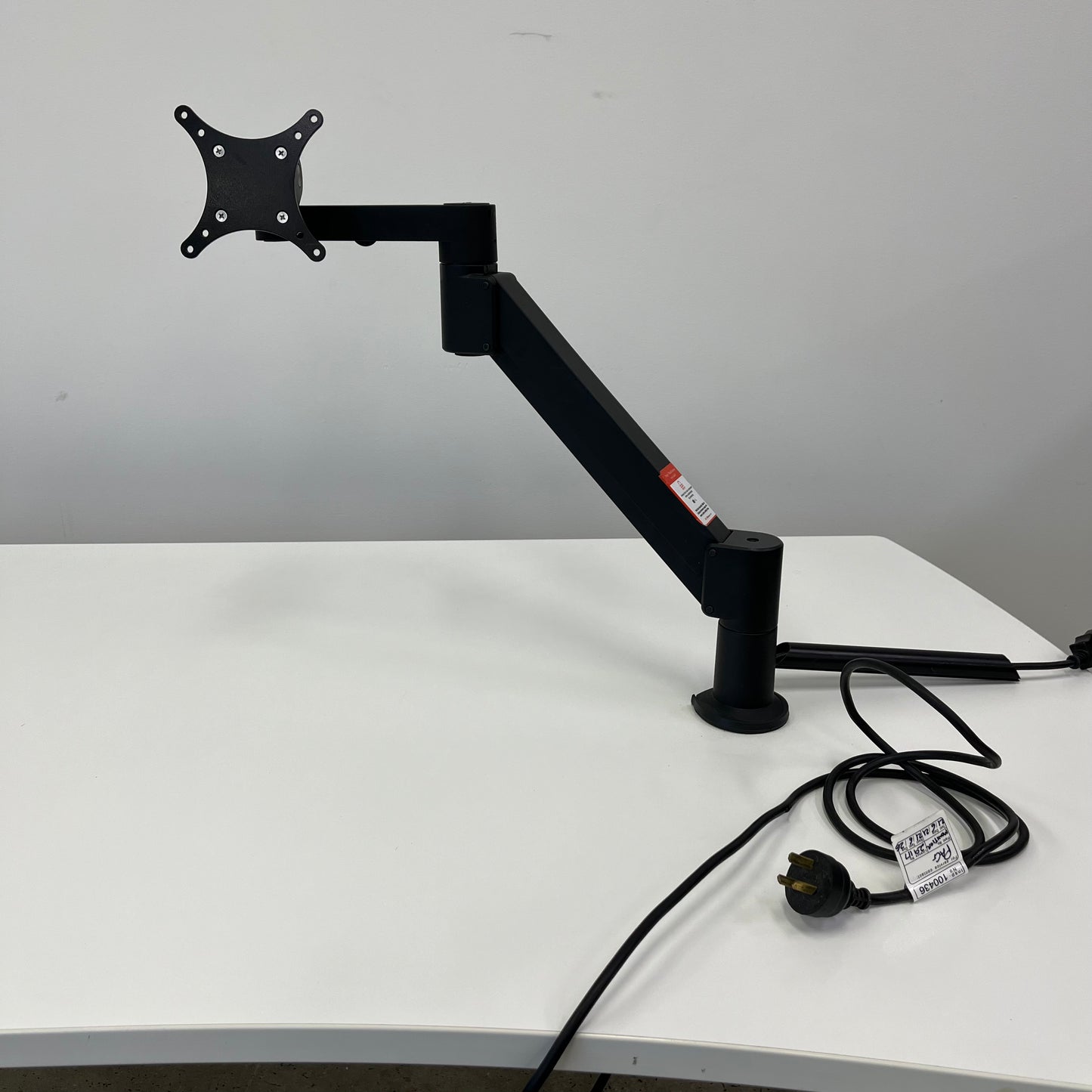 White Desk with Built-in Monitor Arm