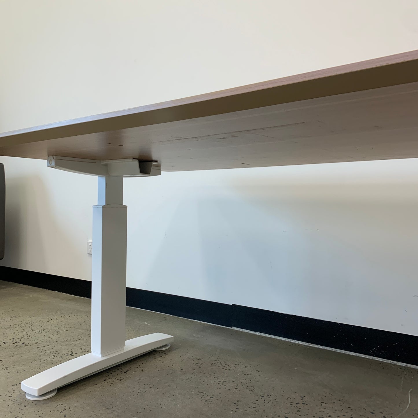 Wooden Style Desk with White Base
