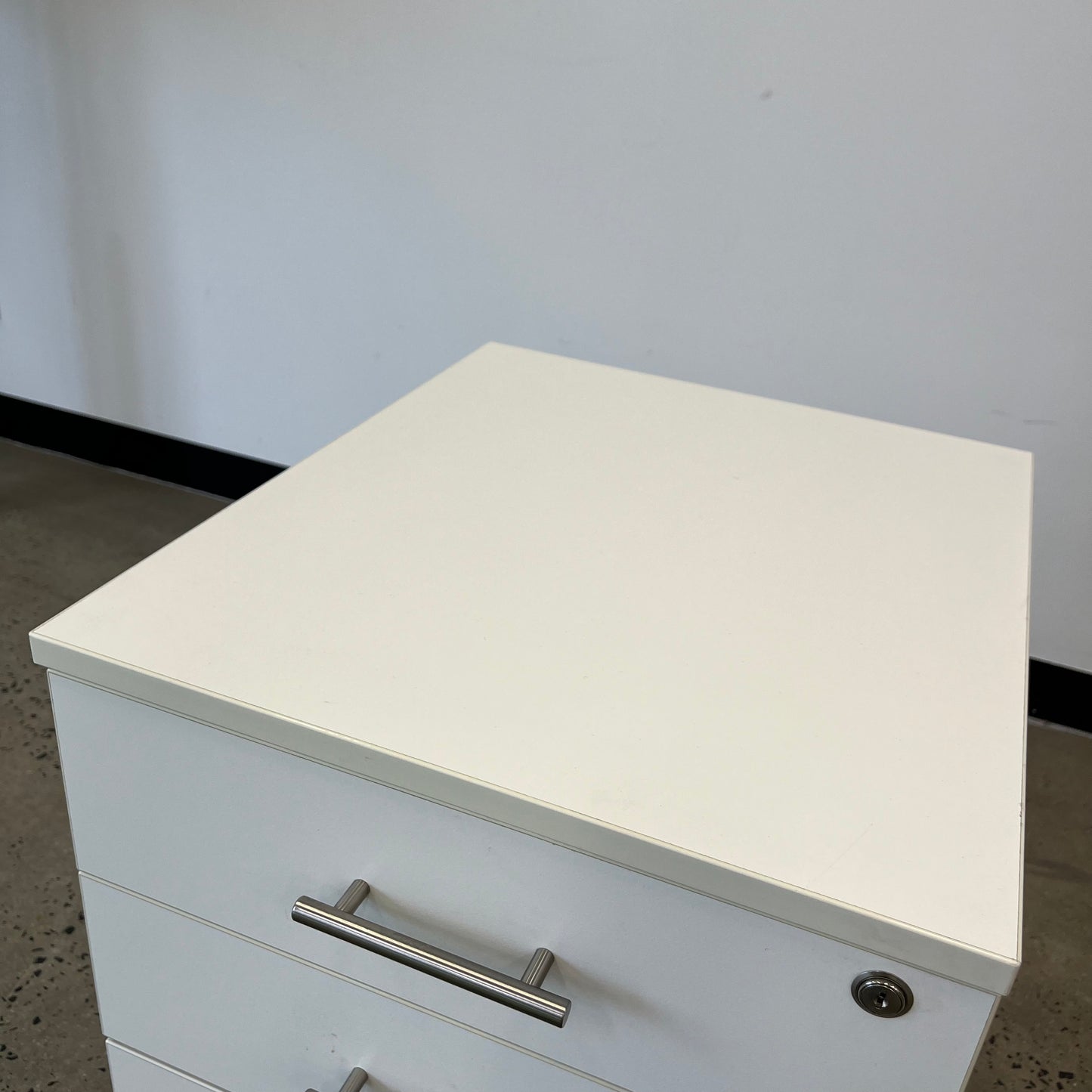 White 3 Drawer Pedestal on Wheels