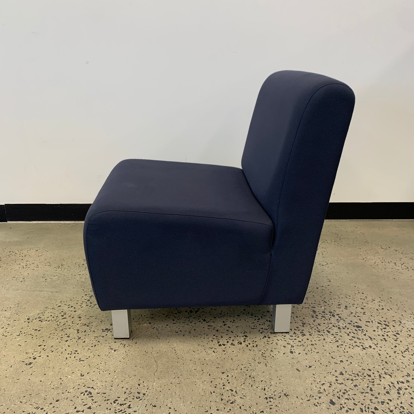 Single Sofa Dark Charcoal Navy with Silver Legs