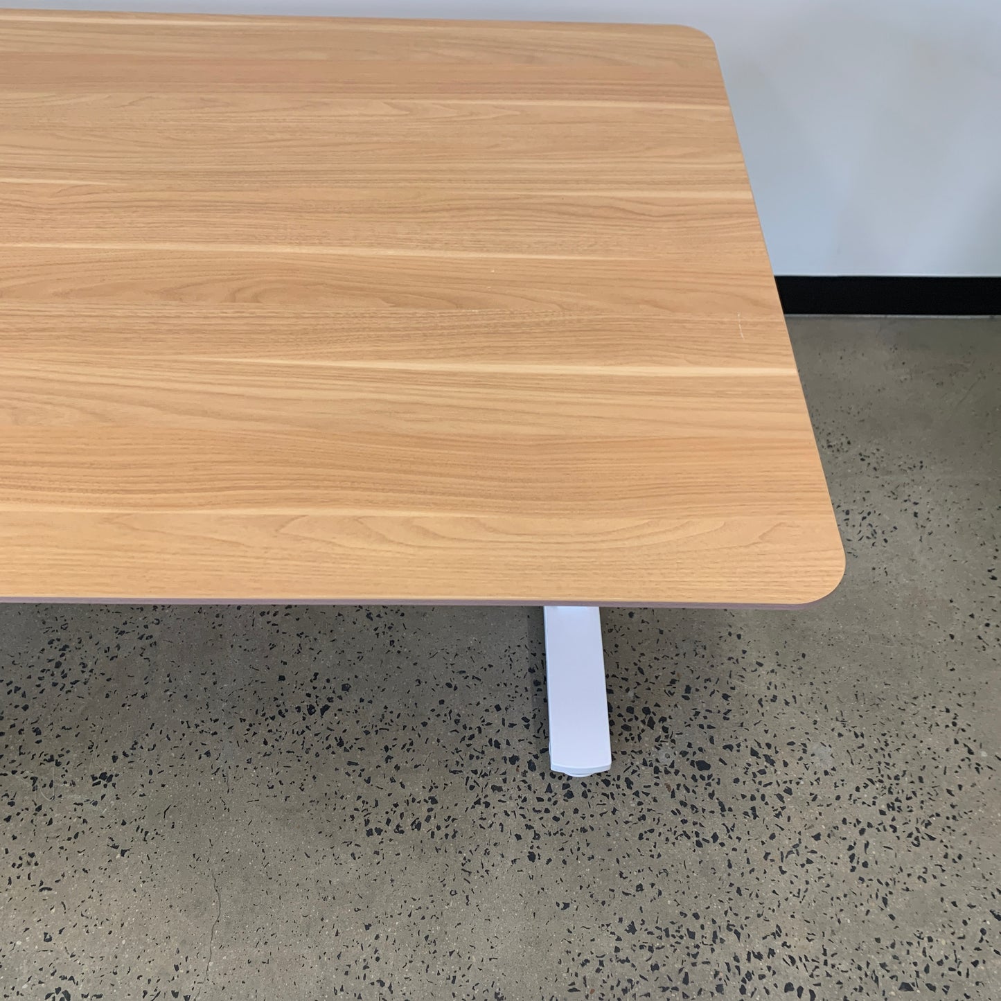 Wooden Style Desk with White Base