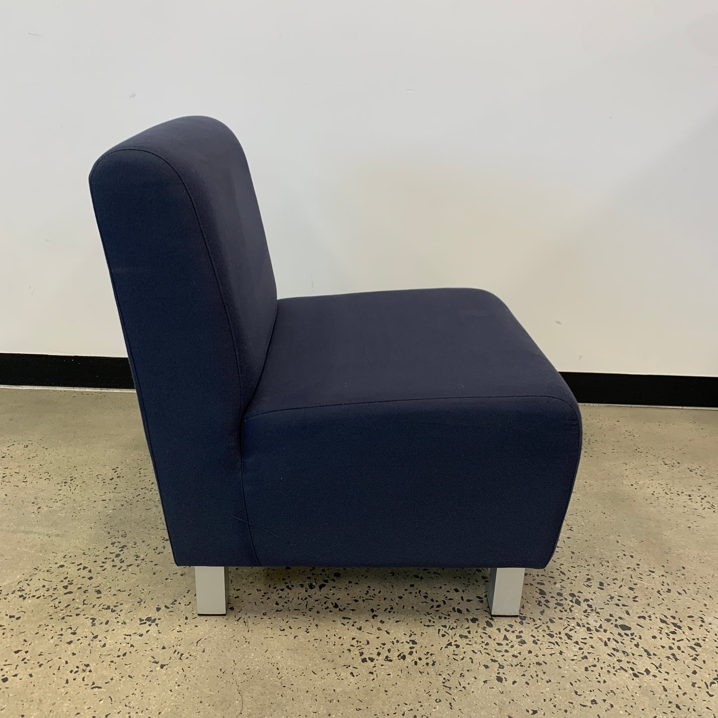 Single Sofa Dark Charcoal Navy with Silver Legs