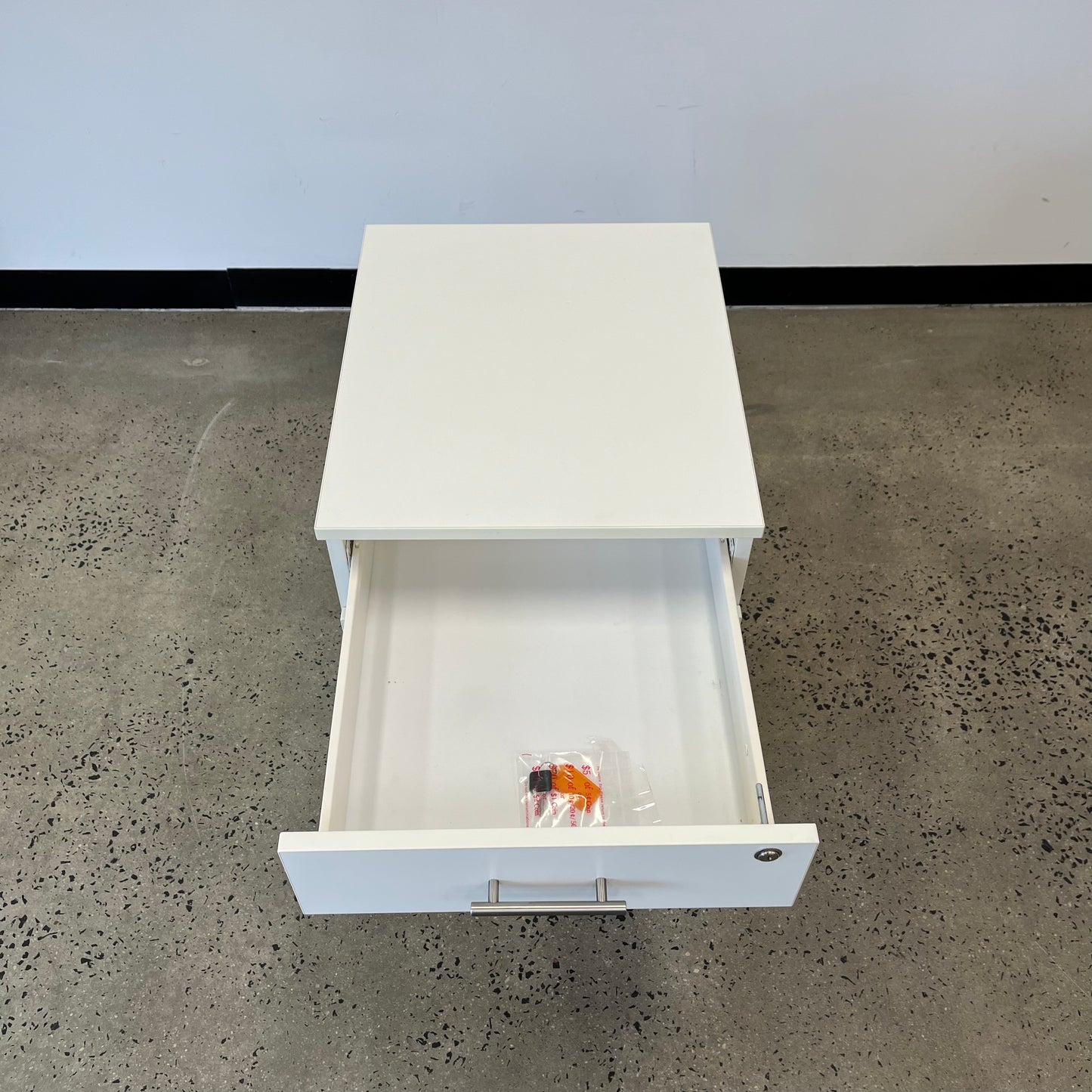 White 3 Drawer Pedestal on Wheels