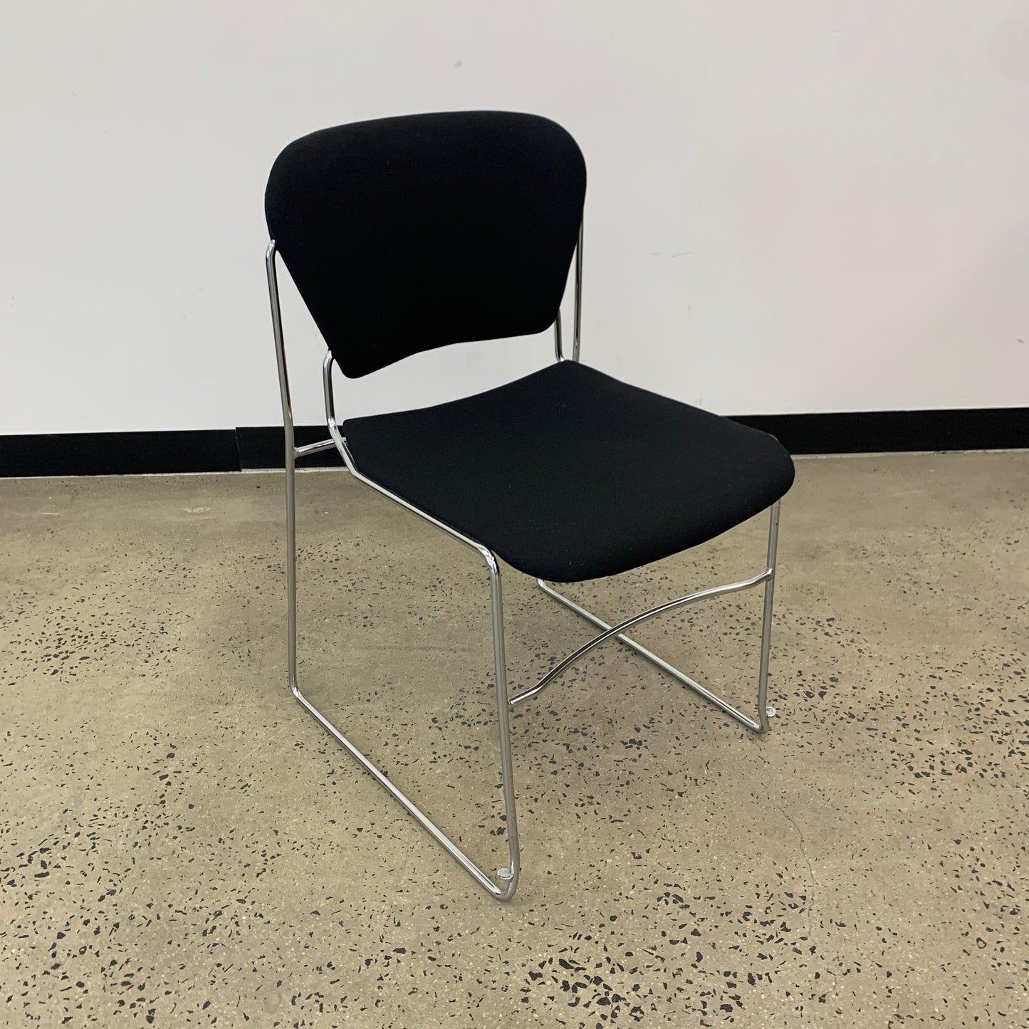 Black Upholstered Stacking Perry Chairs