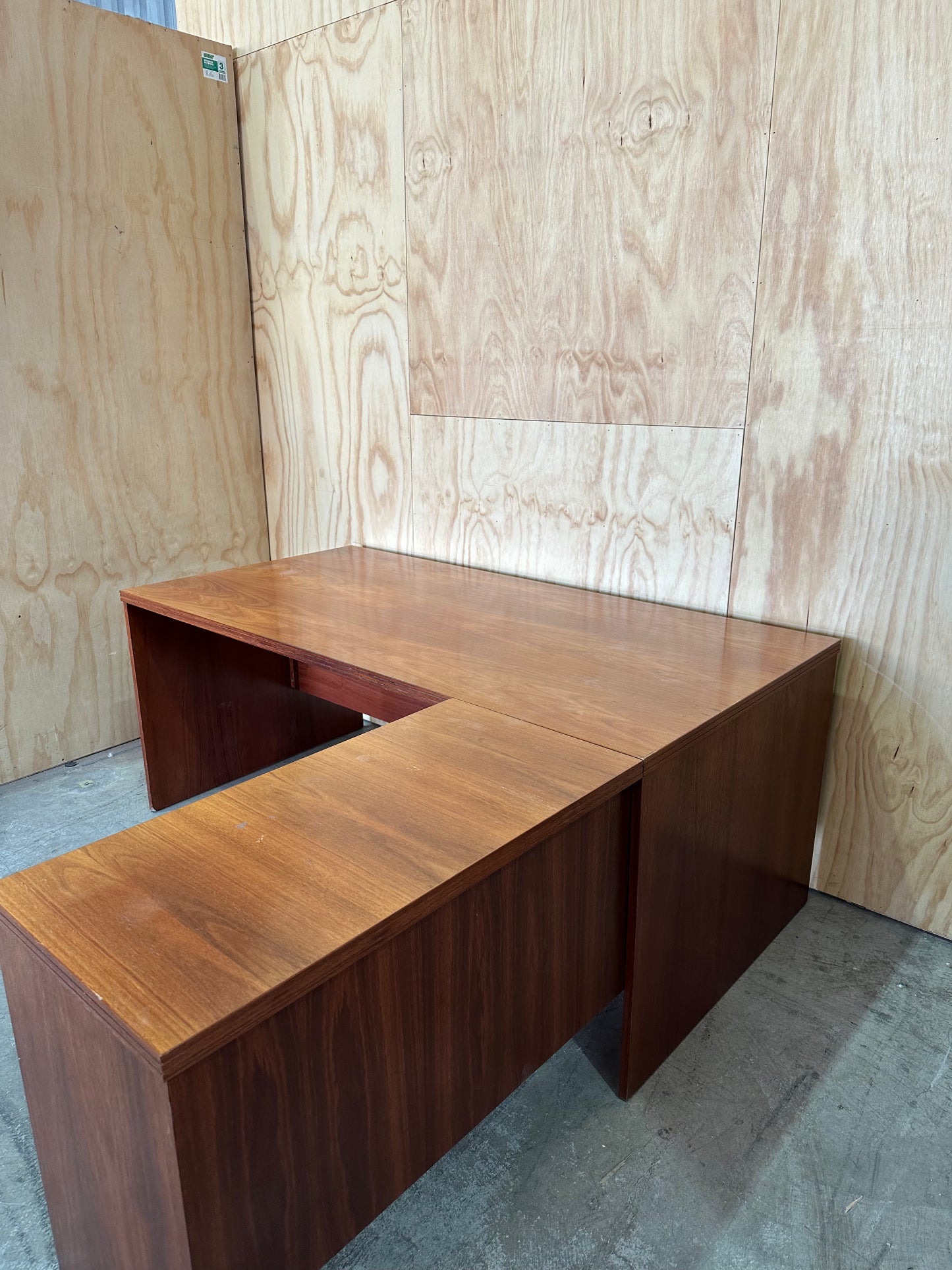 Vintage Mid Century Timber Desk with Return