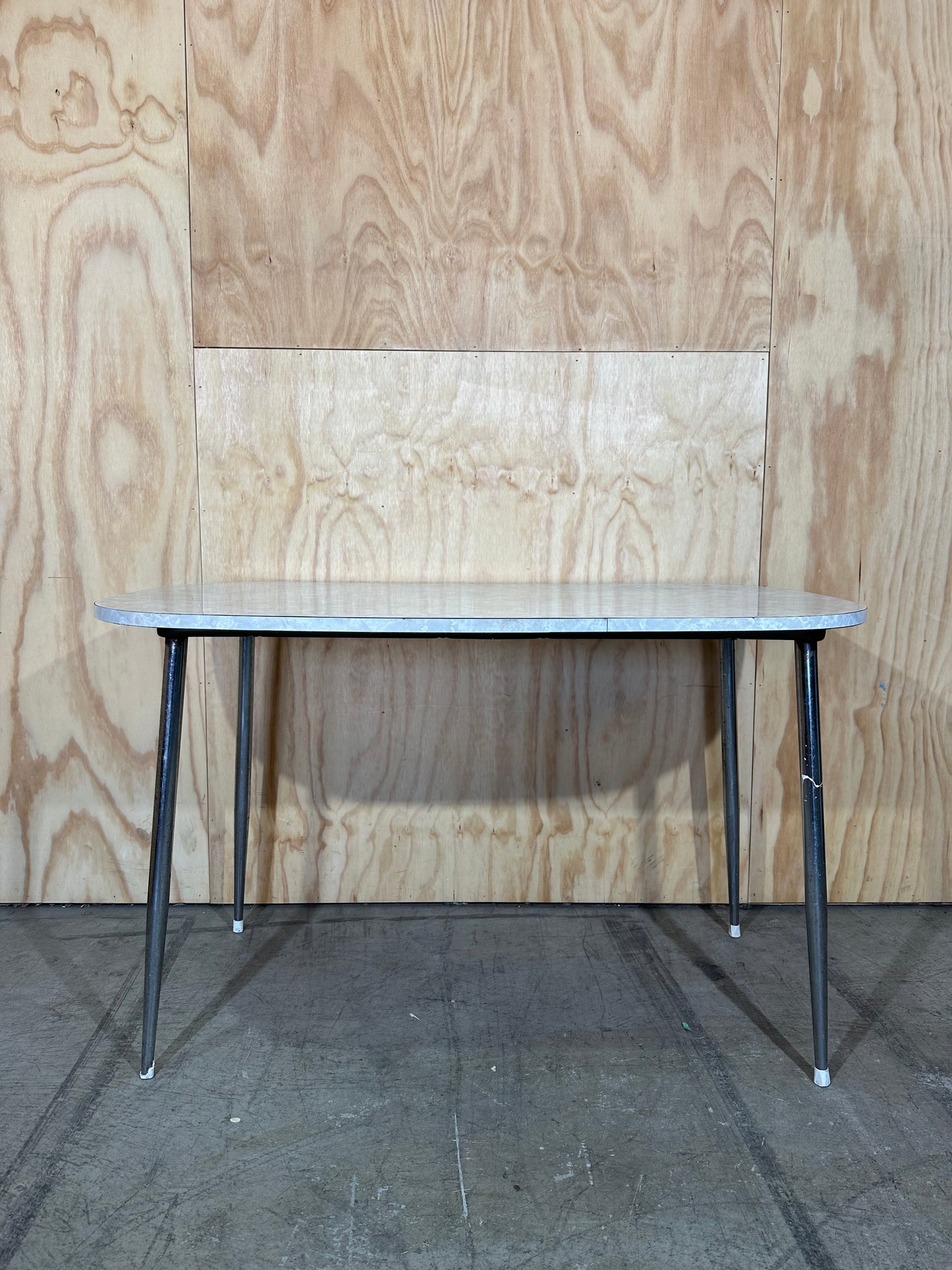 Vintage Pearl Veneer Table on Chrome Legs
