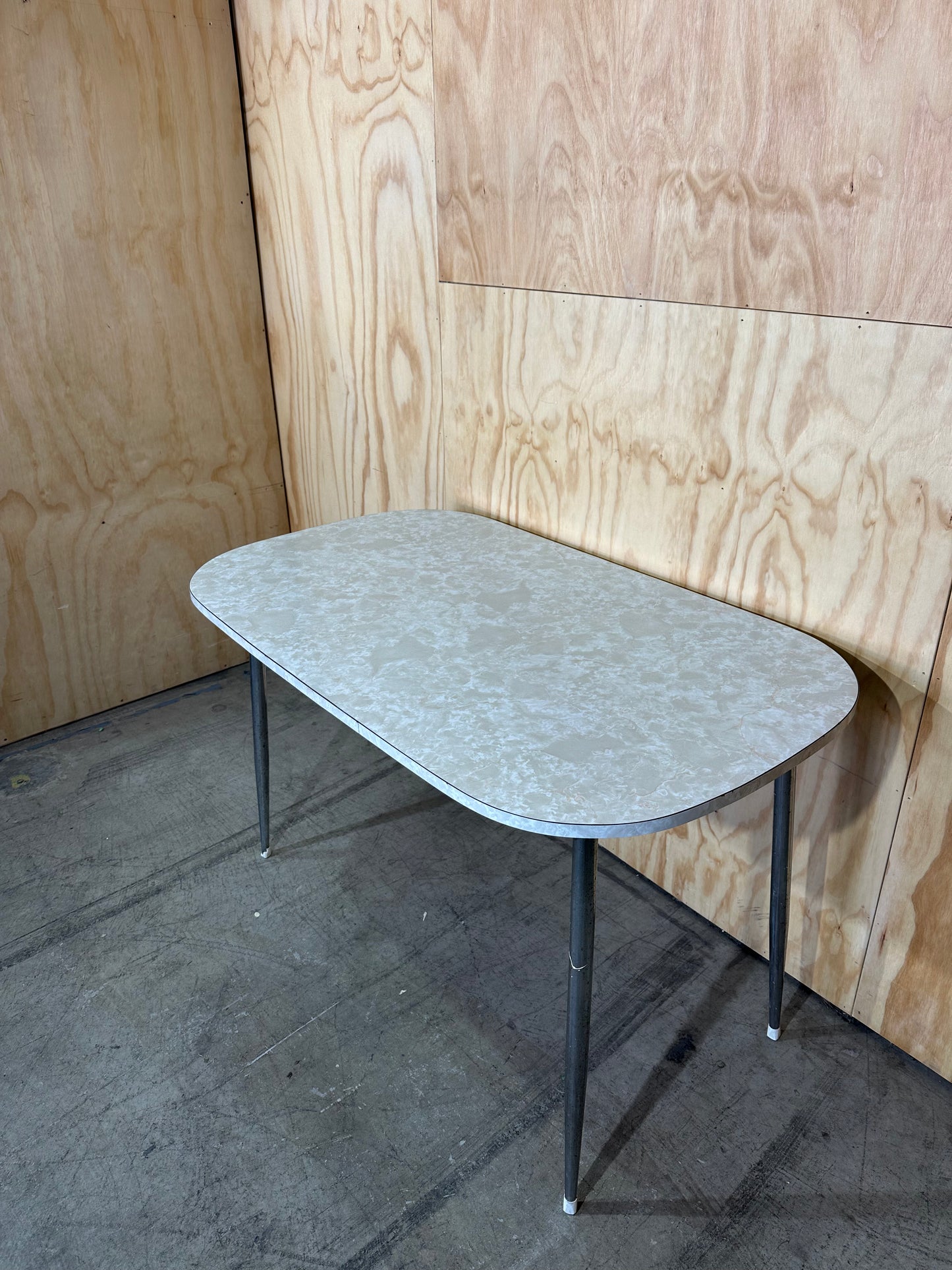 Vintage Pearl Veneer Table on Chrome Legs