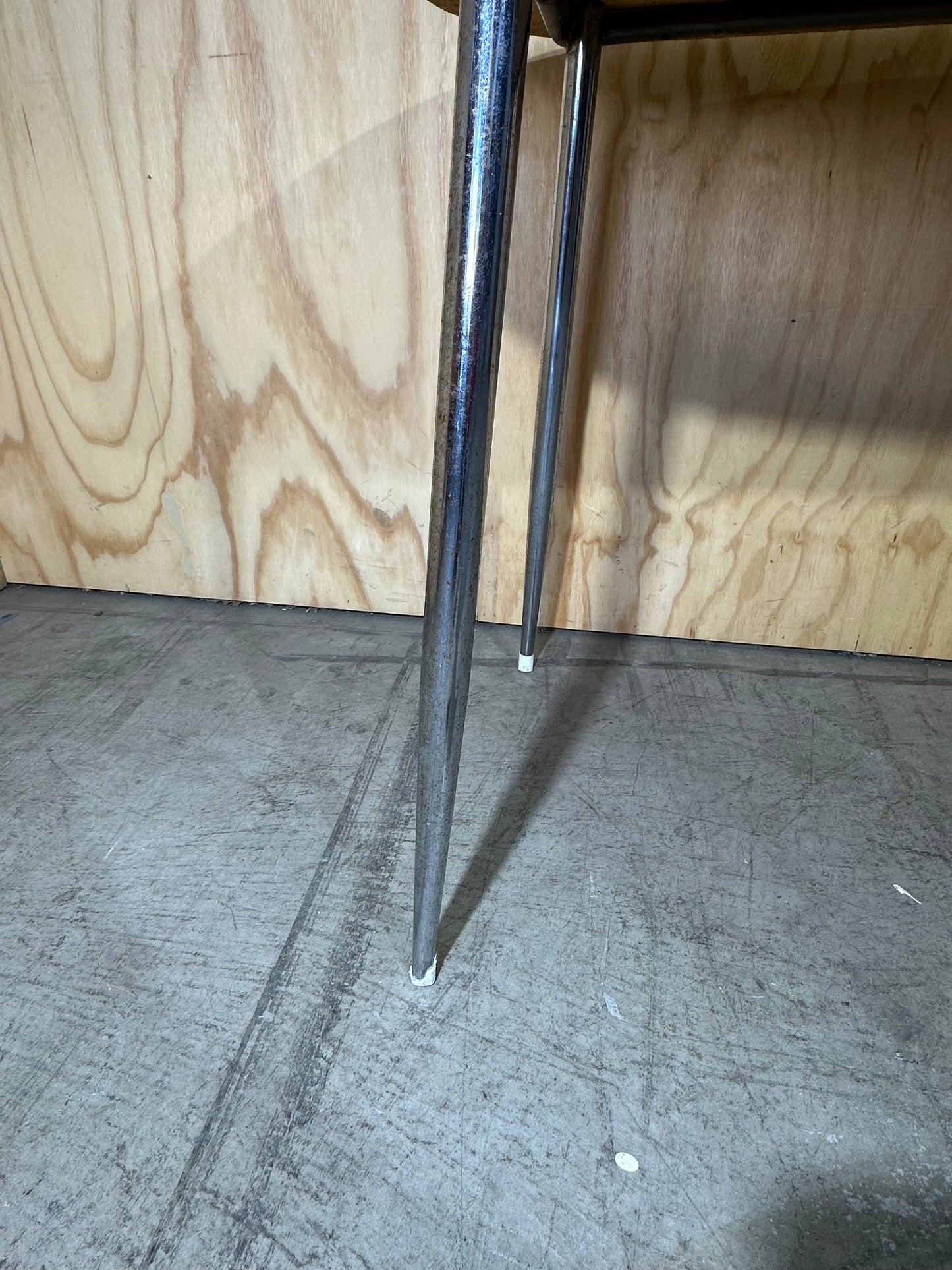 Vintage Pearl Veneer Table on Chrome Legs