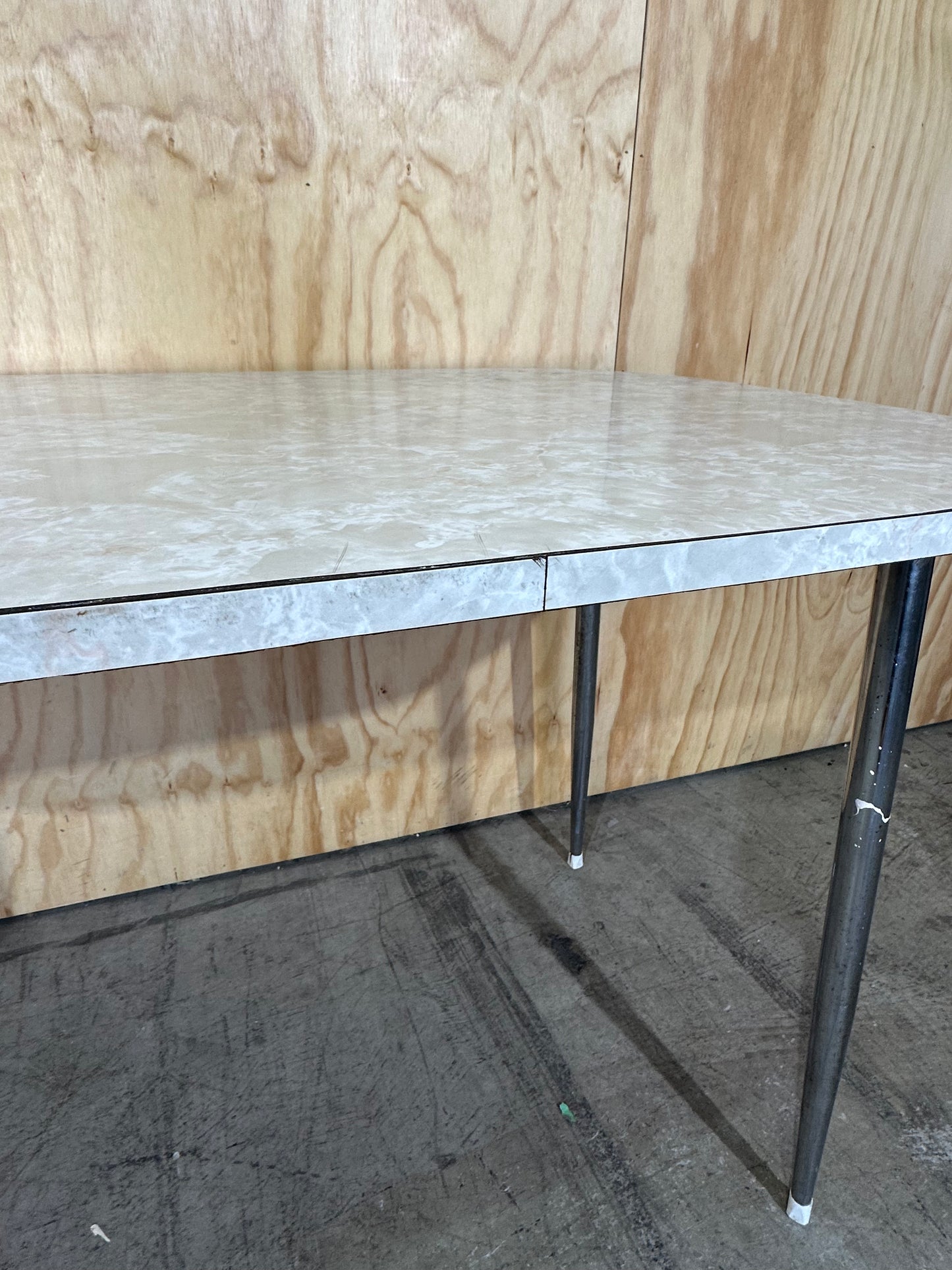Vintage Pearl Veneer Table on Chrome Legs