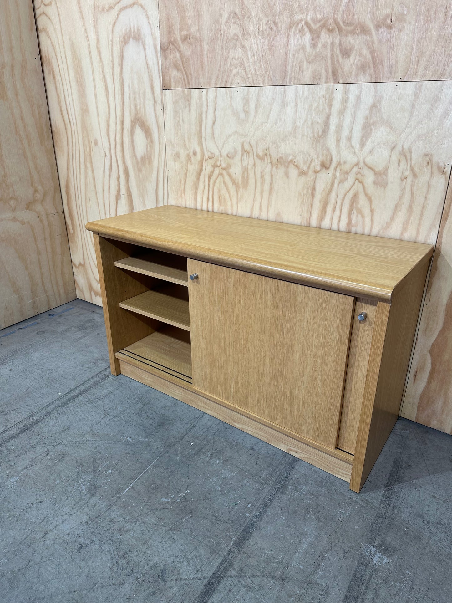 Timber Veneer Credenza with Sliding Doors