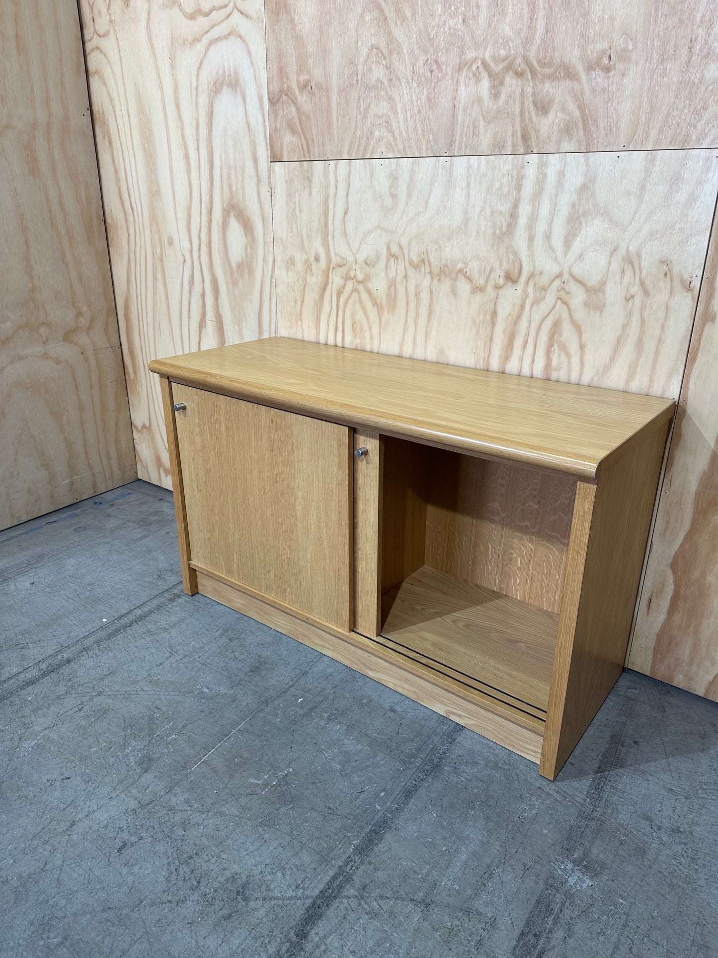 Timber Veneer Credenza with Sliding Doors