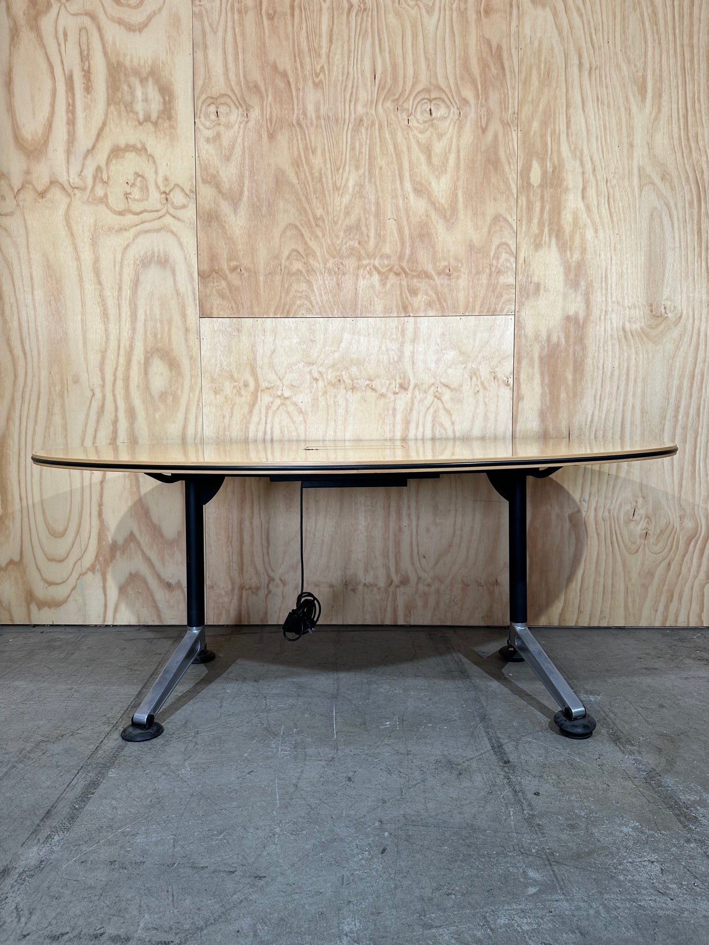 Wilkhahn oval tabletop on Chrome Thinkingworks legs with powerbox