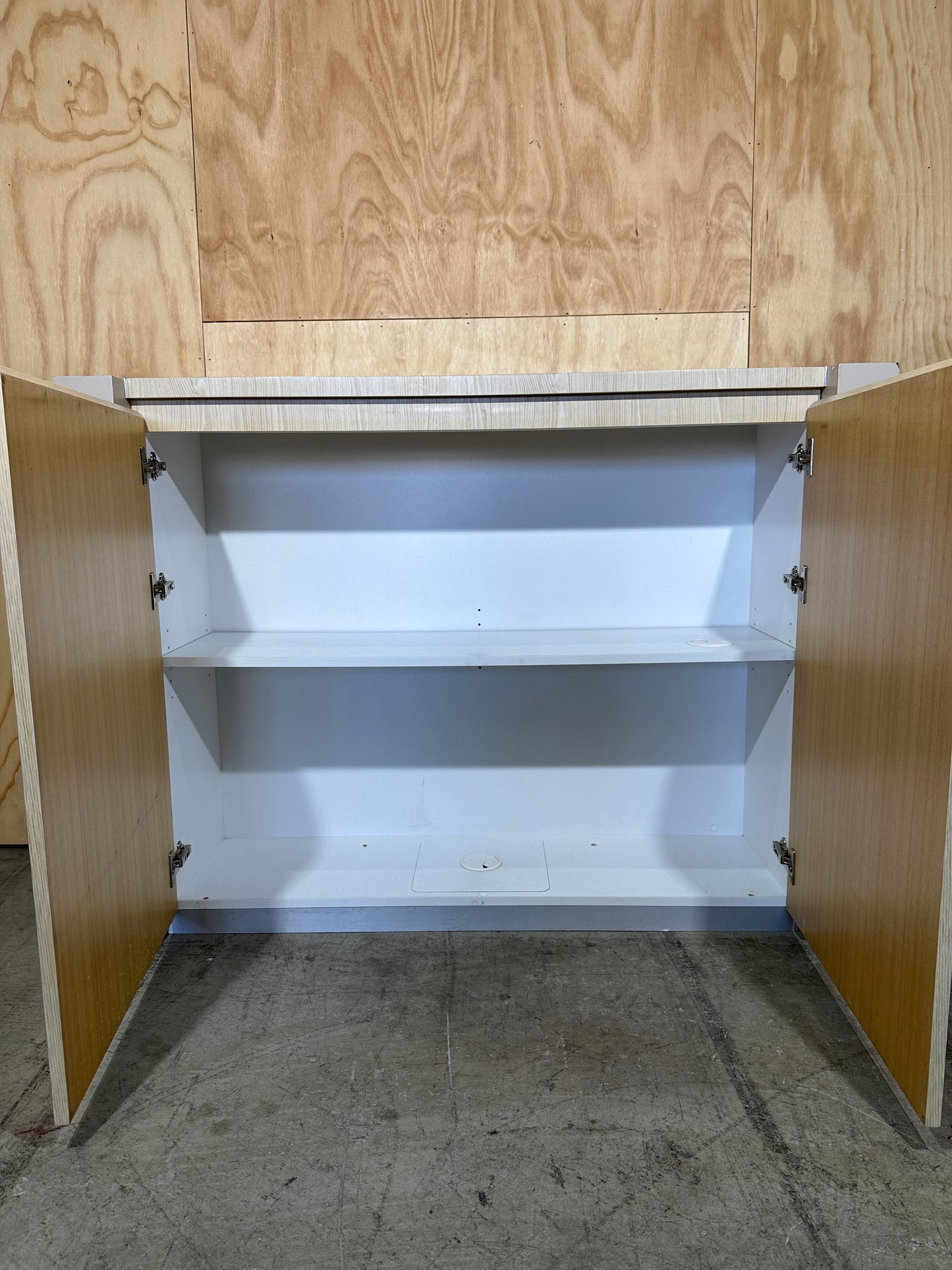 Timber veneer sideboard with cable management