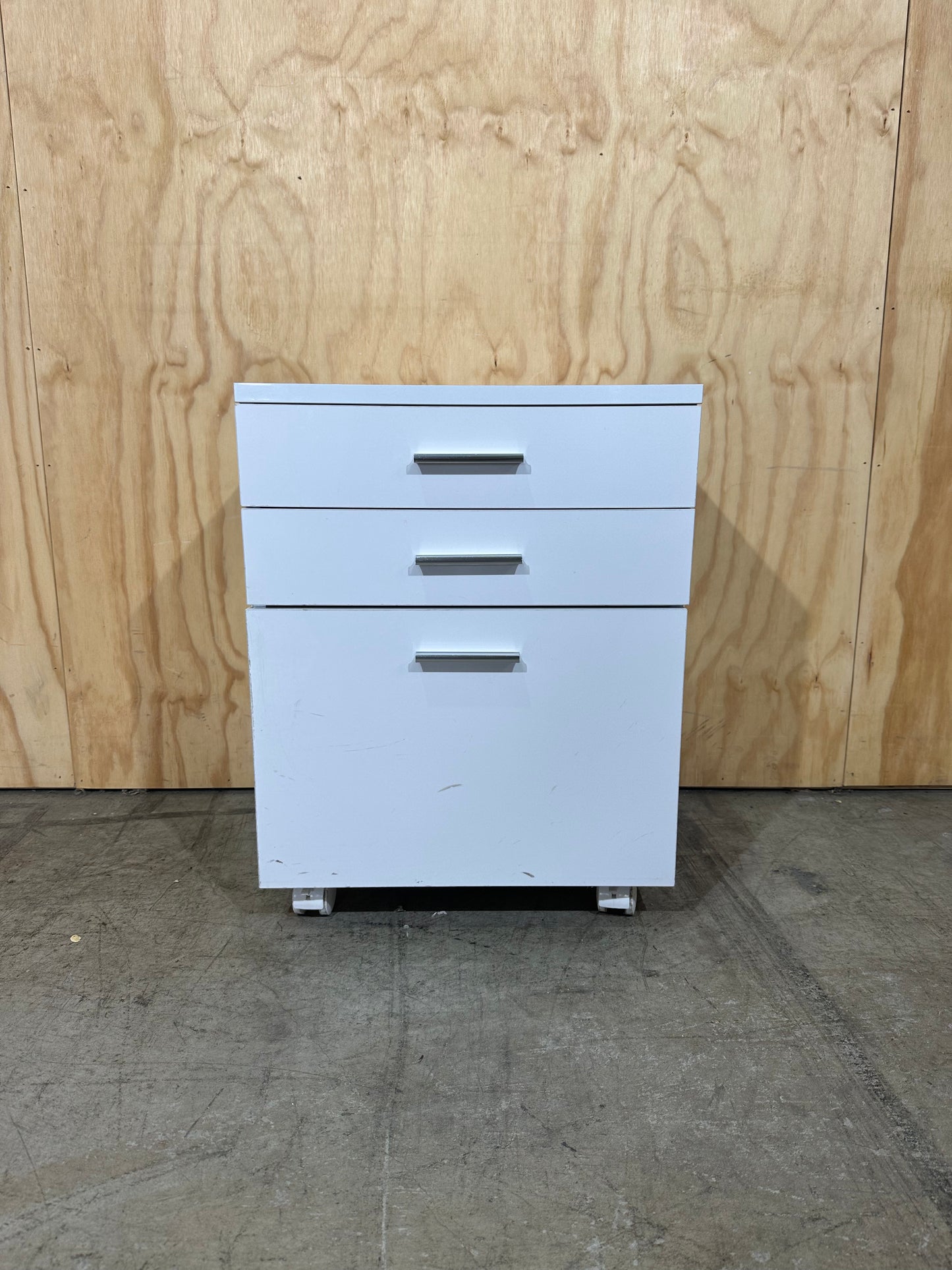White laminate 3 drawer pedestal