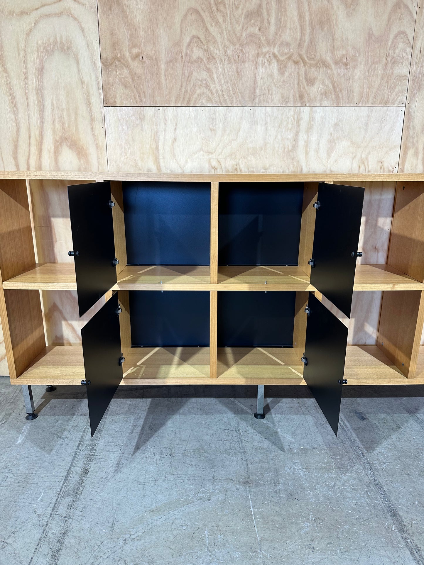 Narrow sideboard with cubed storage