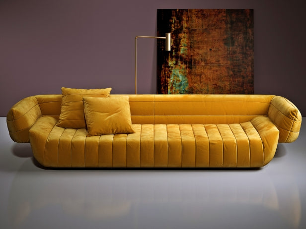 Baxter Tactile Yellow Leather Sofa