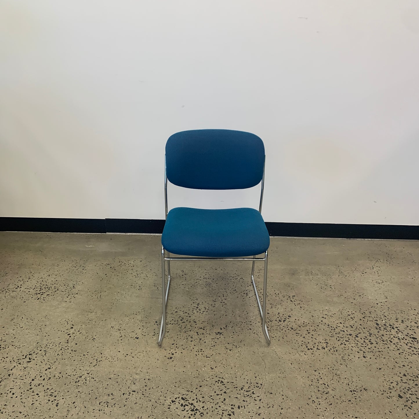 Turquoise Chrome Sled Chair Visitor