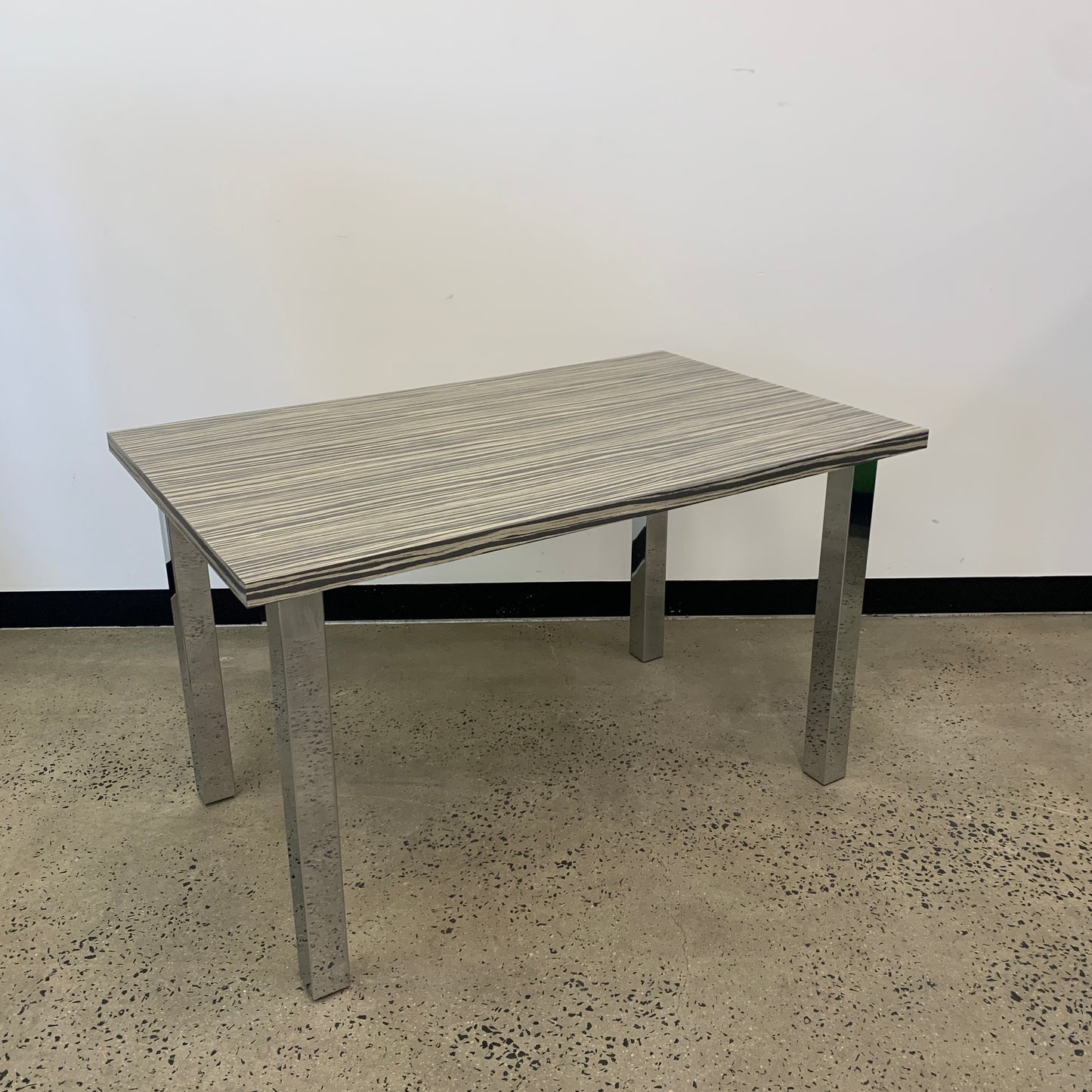 Table Grey Wood Pattern with Chrome Legs