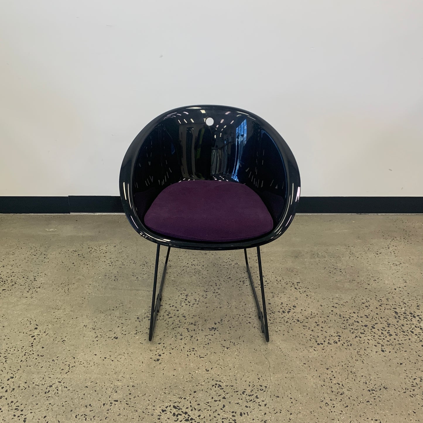 Plastic Black Tub Chair Purple Seat (Pedrali Gliss Replica)