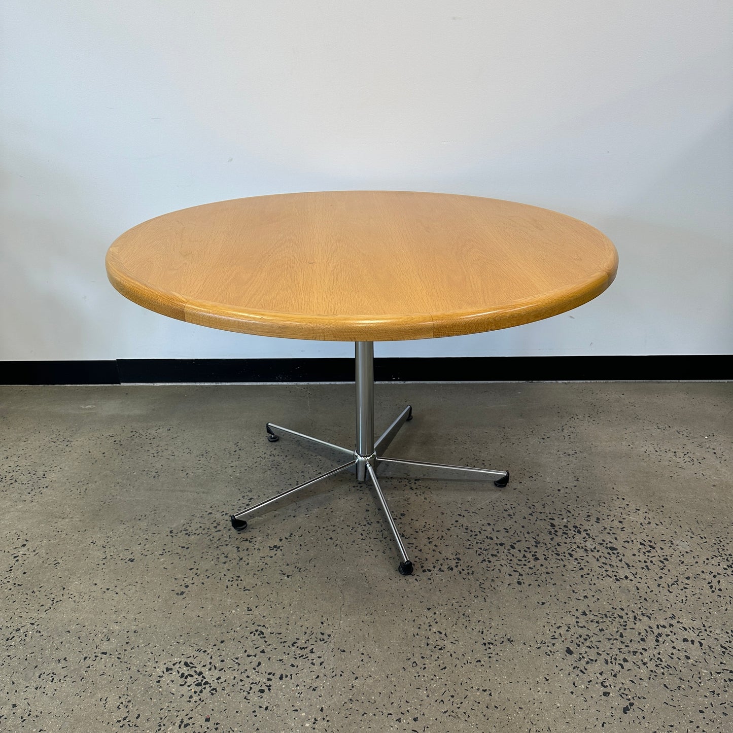 Round Meeting Table Wooden with Chrome Base