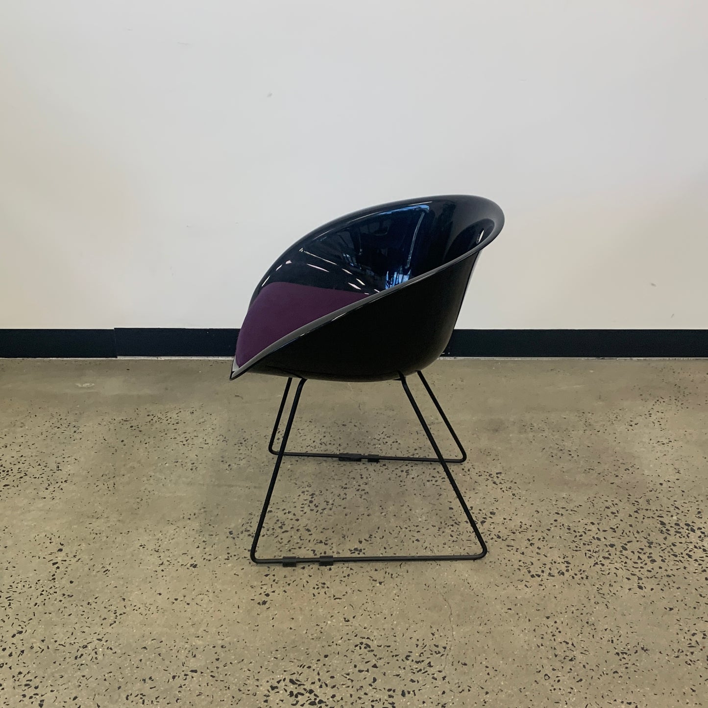 Plastic Black Tub Chair Purple Seat (Pedrali Gliss Replica)