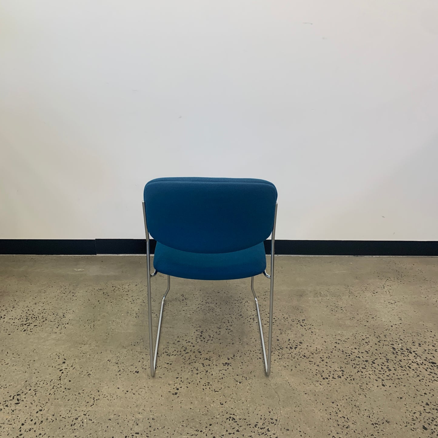 Turquoise Chrome Sled Chair Visitor