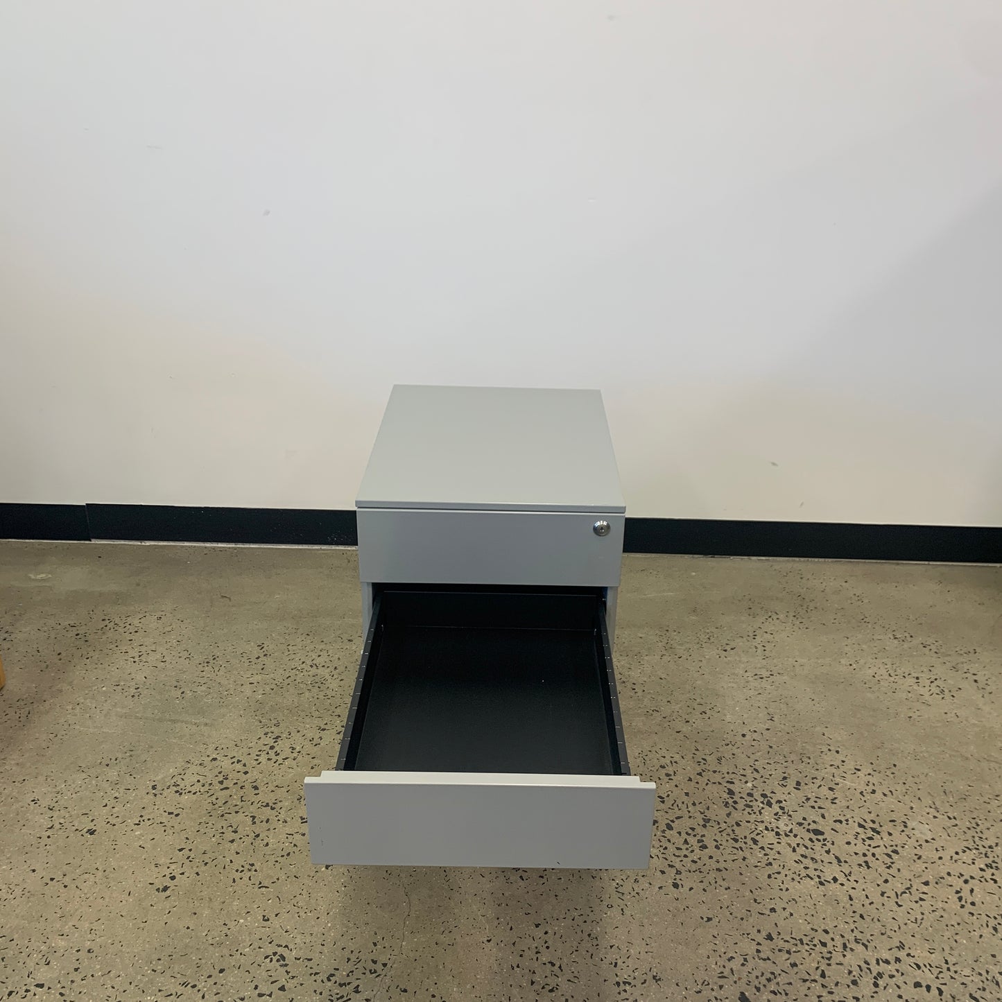 Grey Pedestal on Wheels
