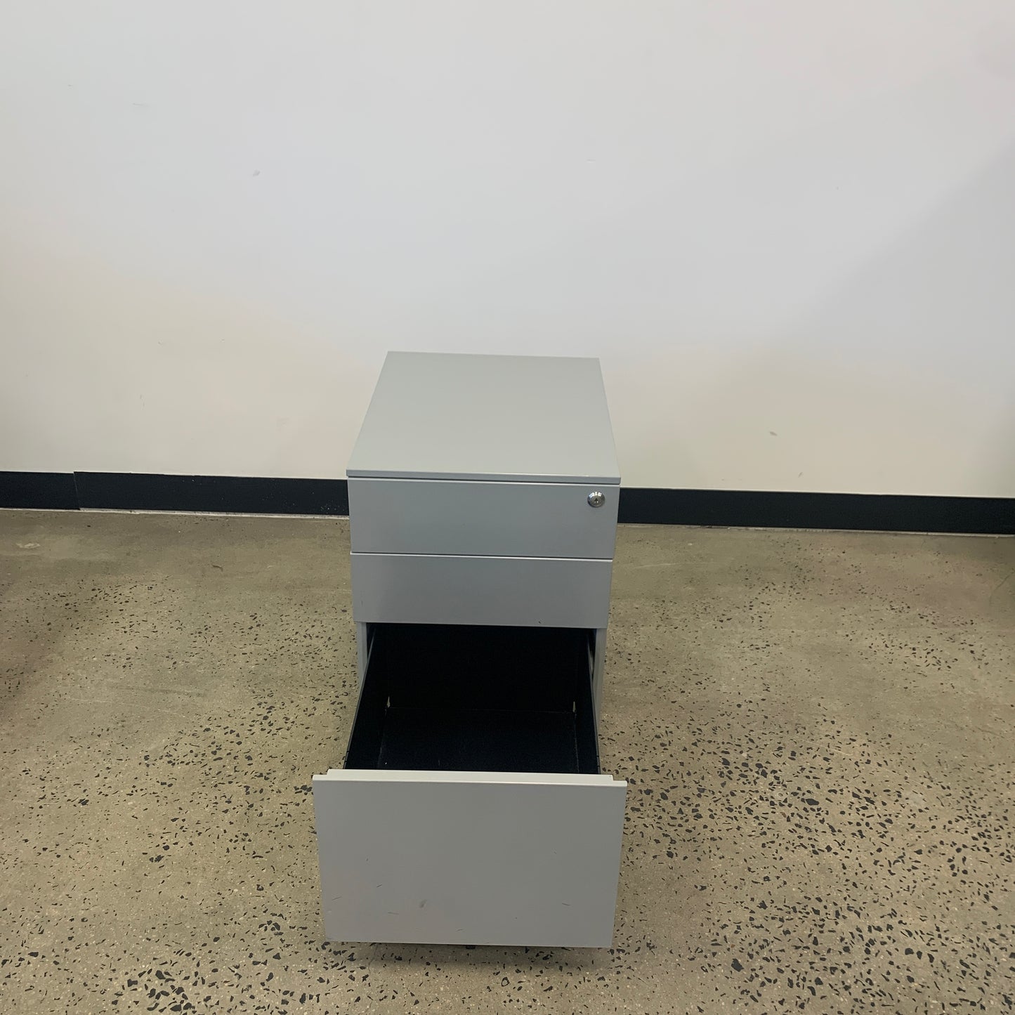Grey Pedestal on Wheels