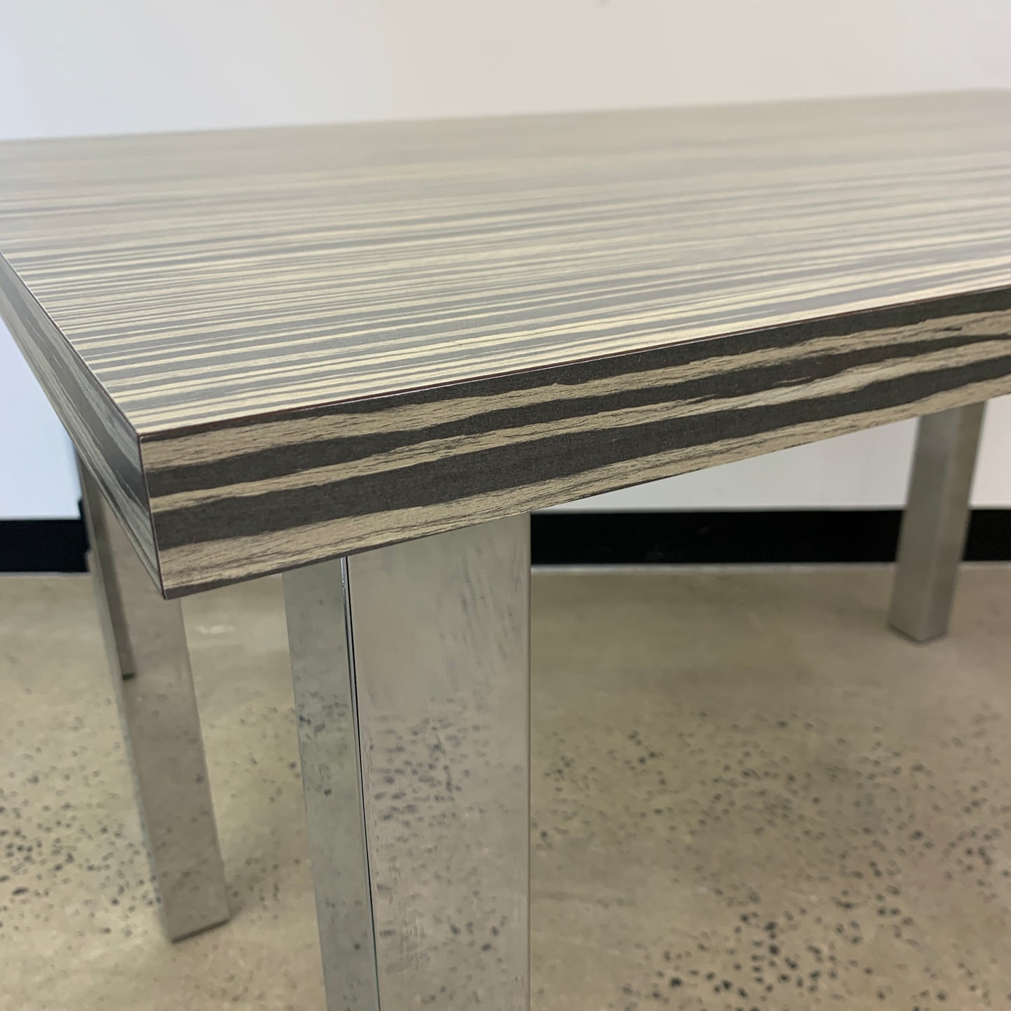 Table Grey Wood Pattern with Chrome Legs