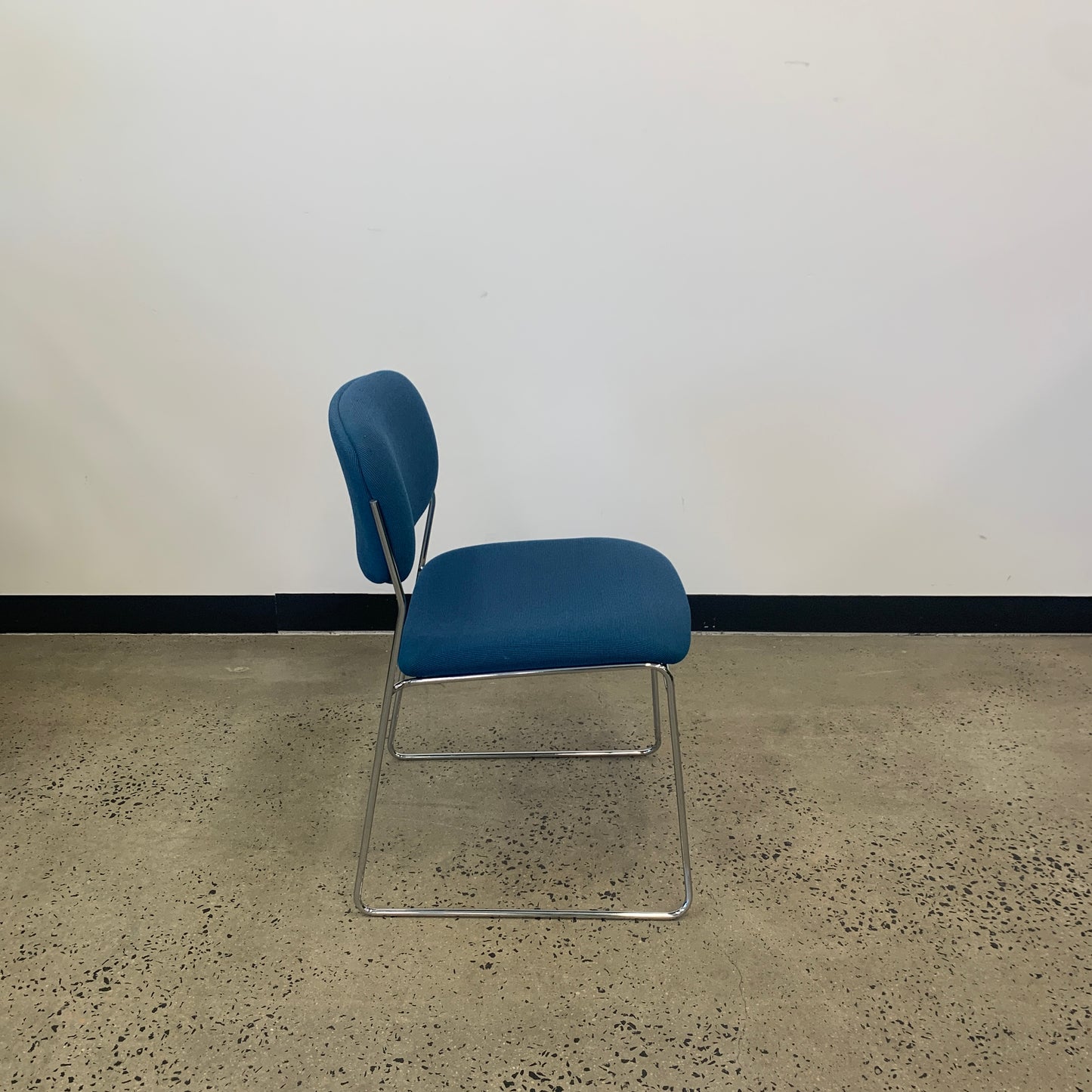Turquoise Chrome Sled Chair Visitor