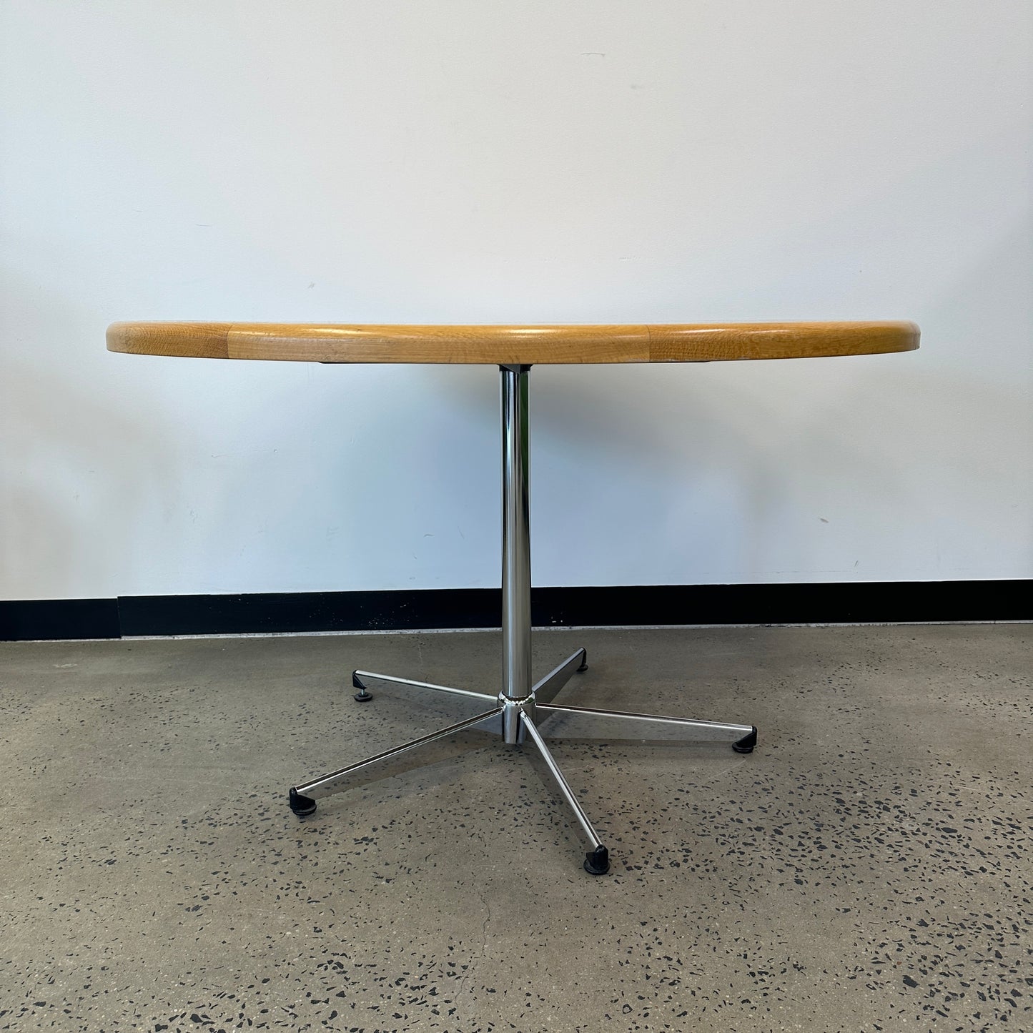 Round Meeting Table Wooden with Chrome Base