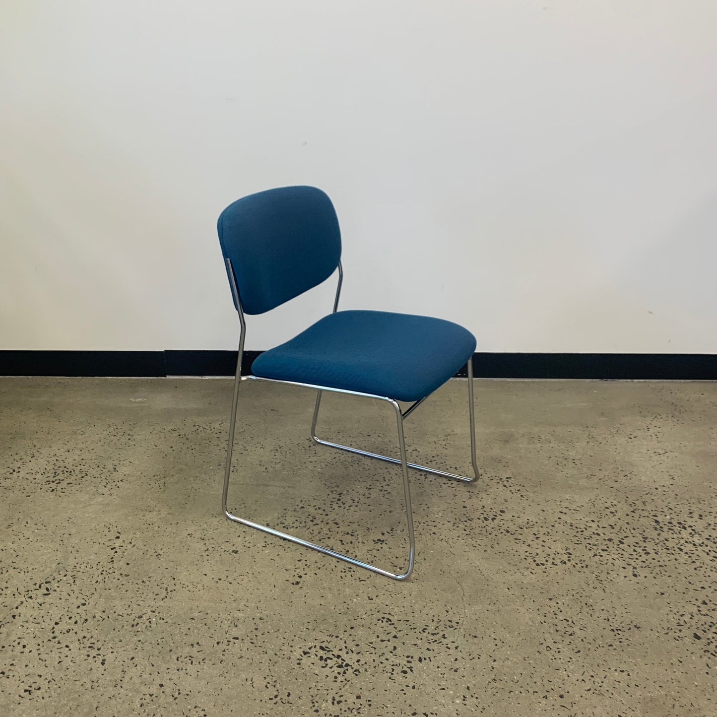 Turquoise Chrome Sled Chair Visitor