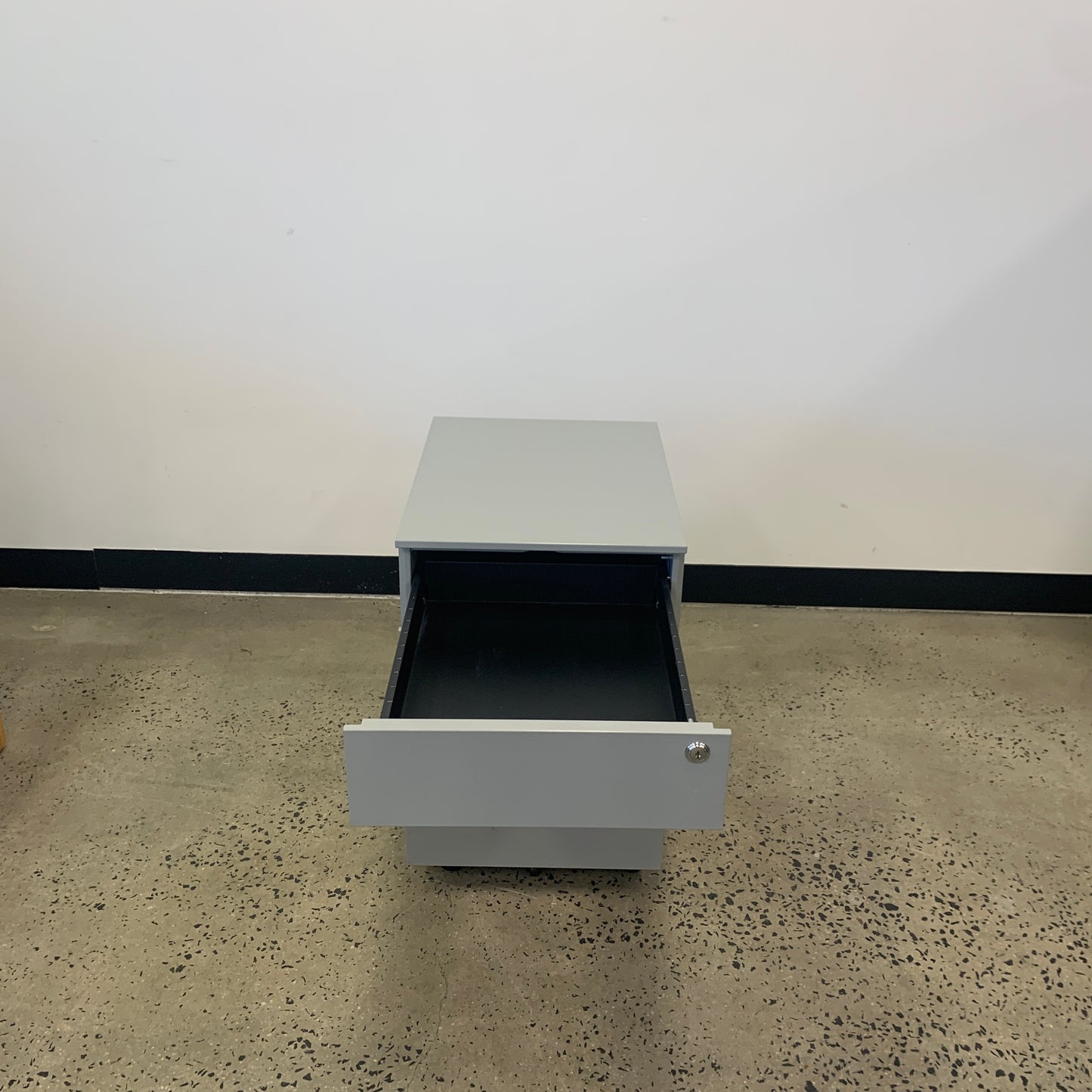 Grey Pedestal on Wheels
