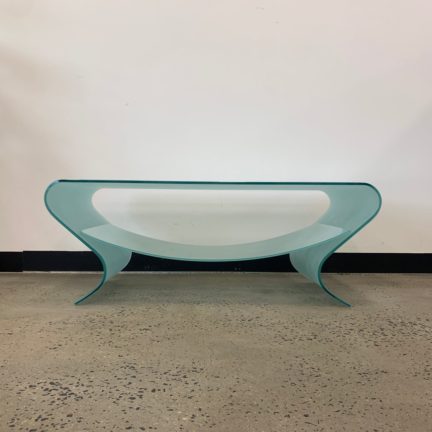 Glass Coffee Table with Curved Glass Shelf Insert