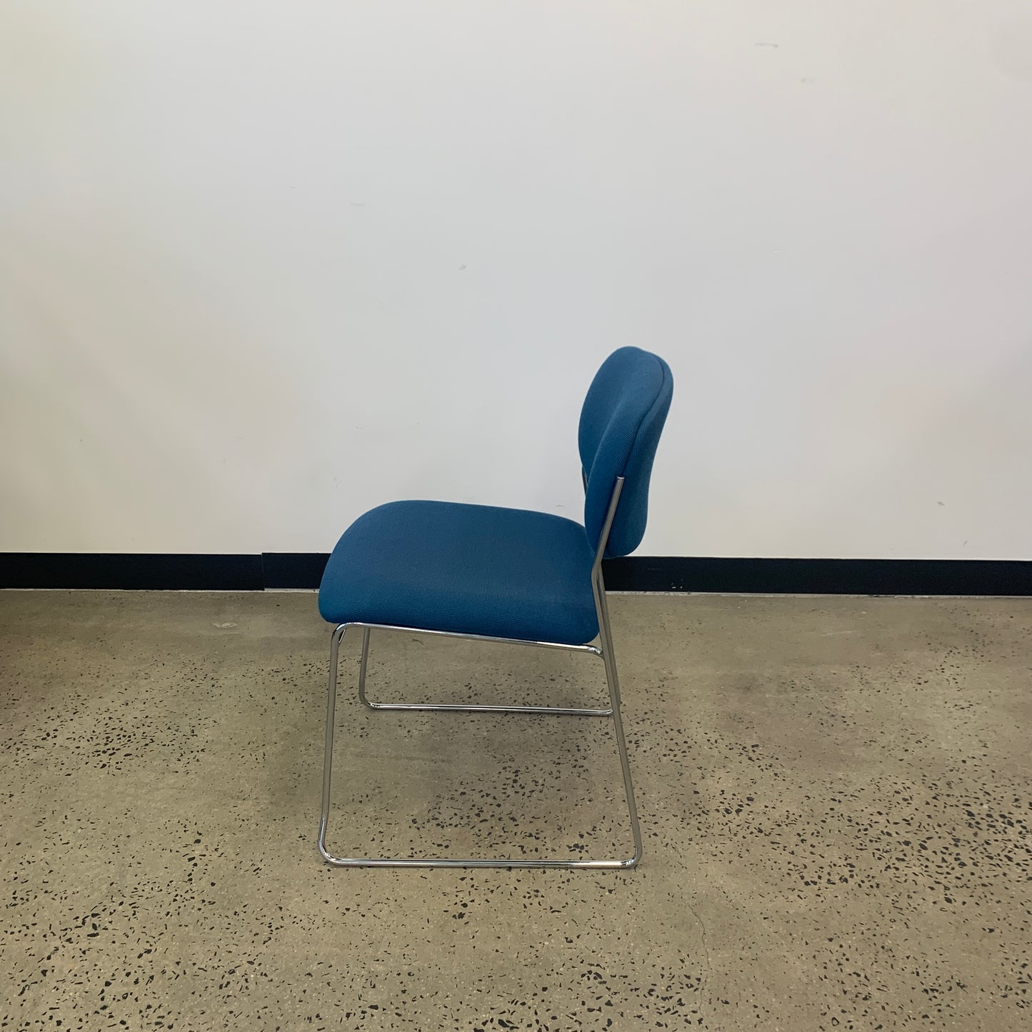 Turquoise Chrome Sled Chair Visitor